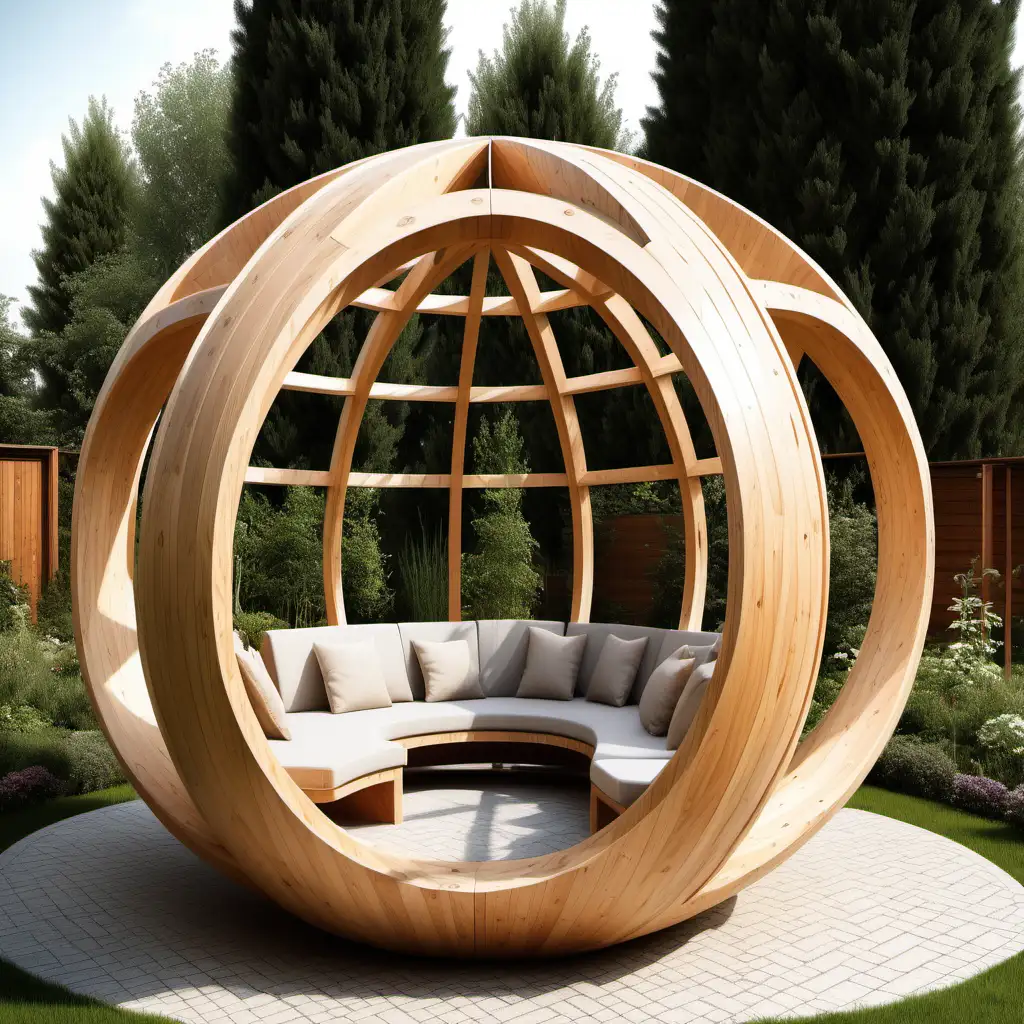 glulam garden sphere stucture for relaxation