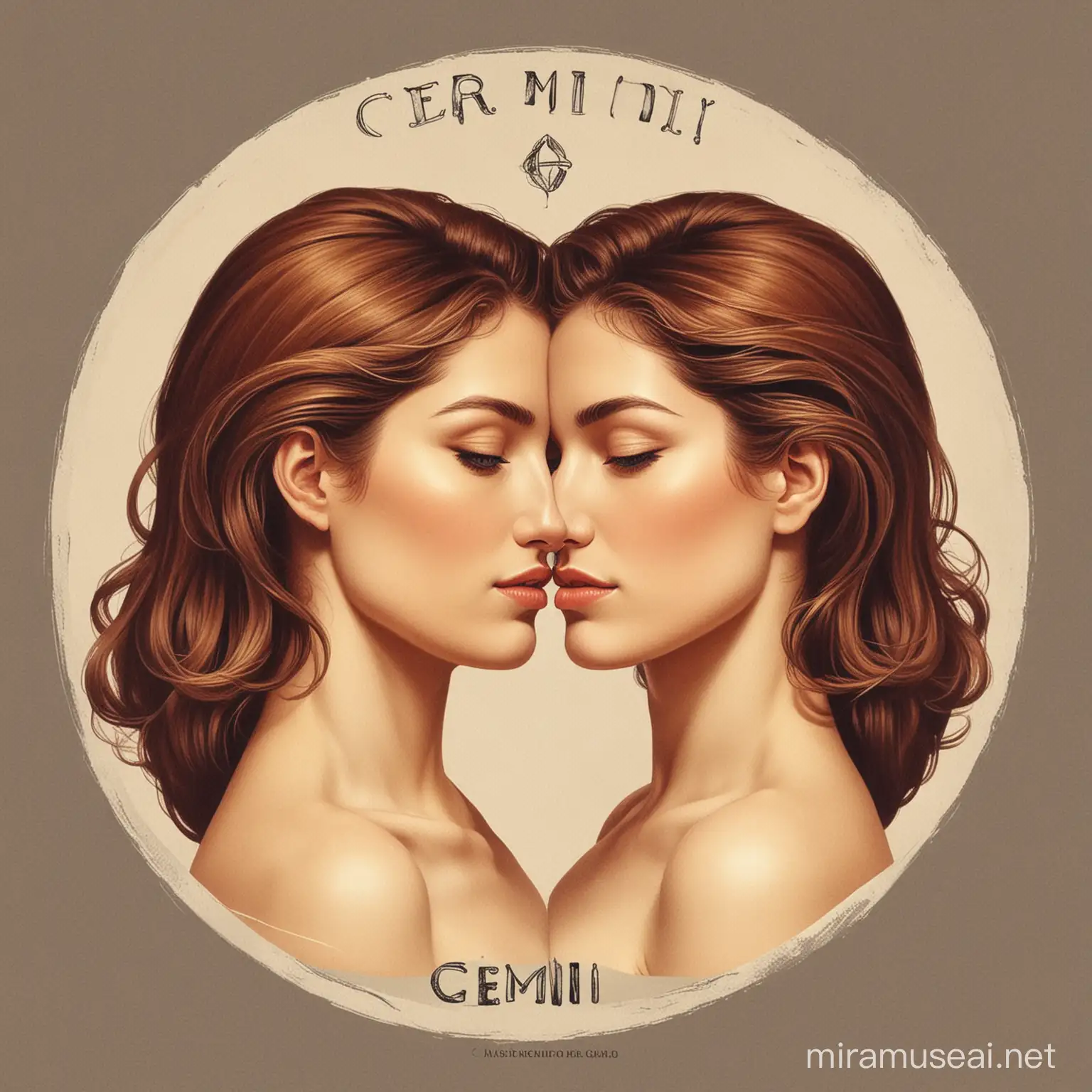 Gemini Woman with Celestial Aura and Twin Symbol