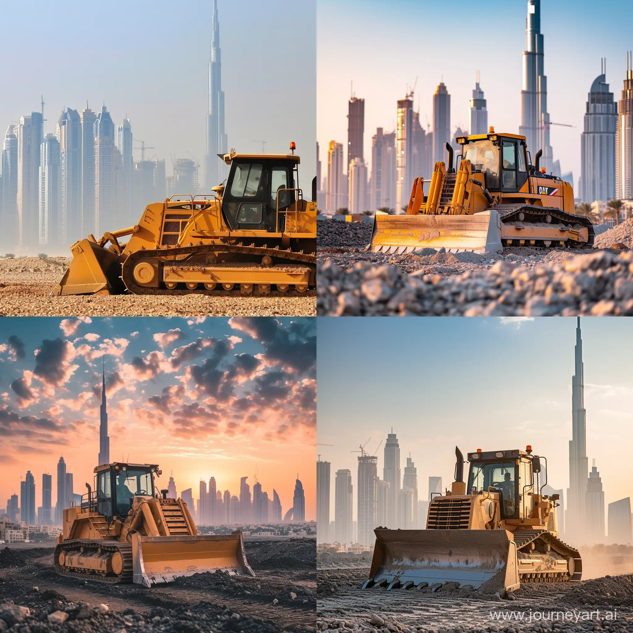 Bulldozer-at-Work-Amidst-Dubai-Cityscape