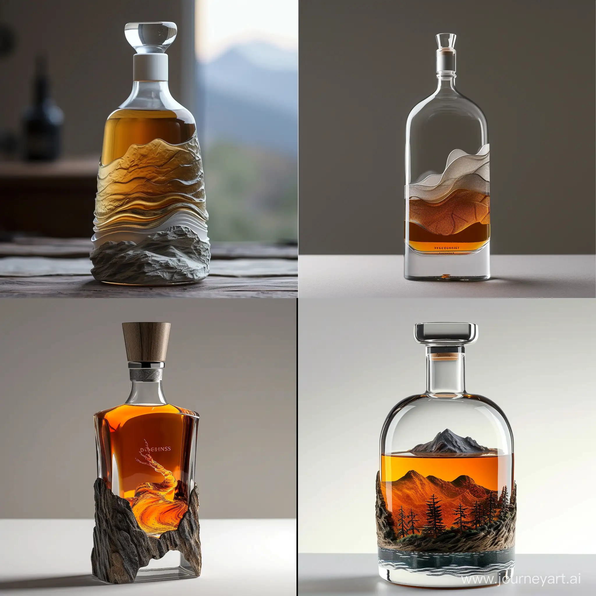a modern whiskey bottle inspired by loch ness