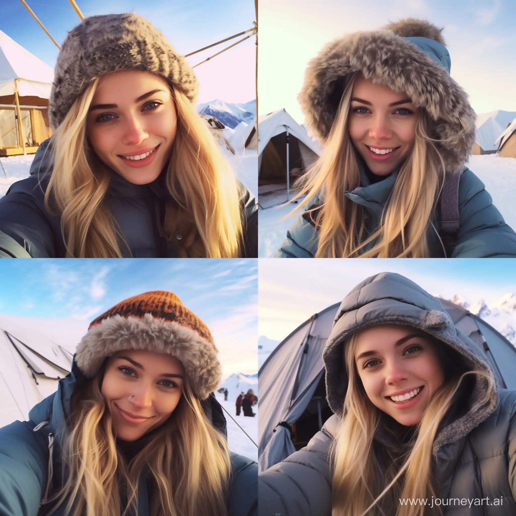 Charming-Teenage-Girl-Capturing-Selfie-in-Everest-Winter-Wonderland
