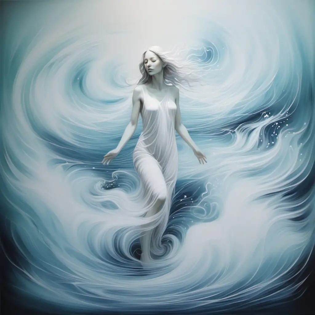 arty painting ethereal spirit paint water element pastel and white colours 