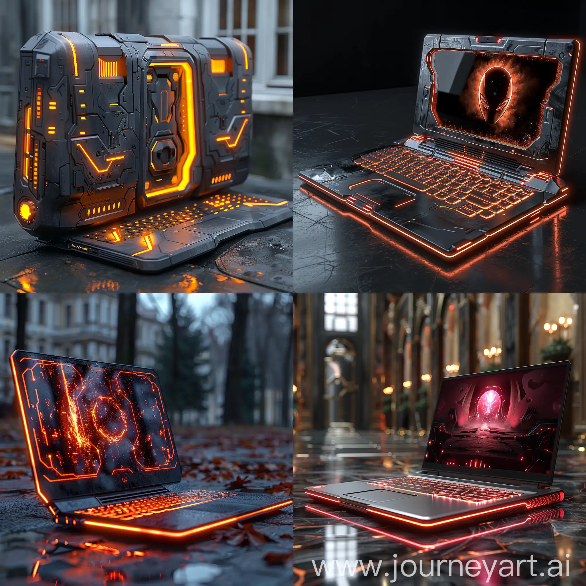 Futuristic laptop, ultramodern, HALO, octane render --stylize 1000