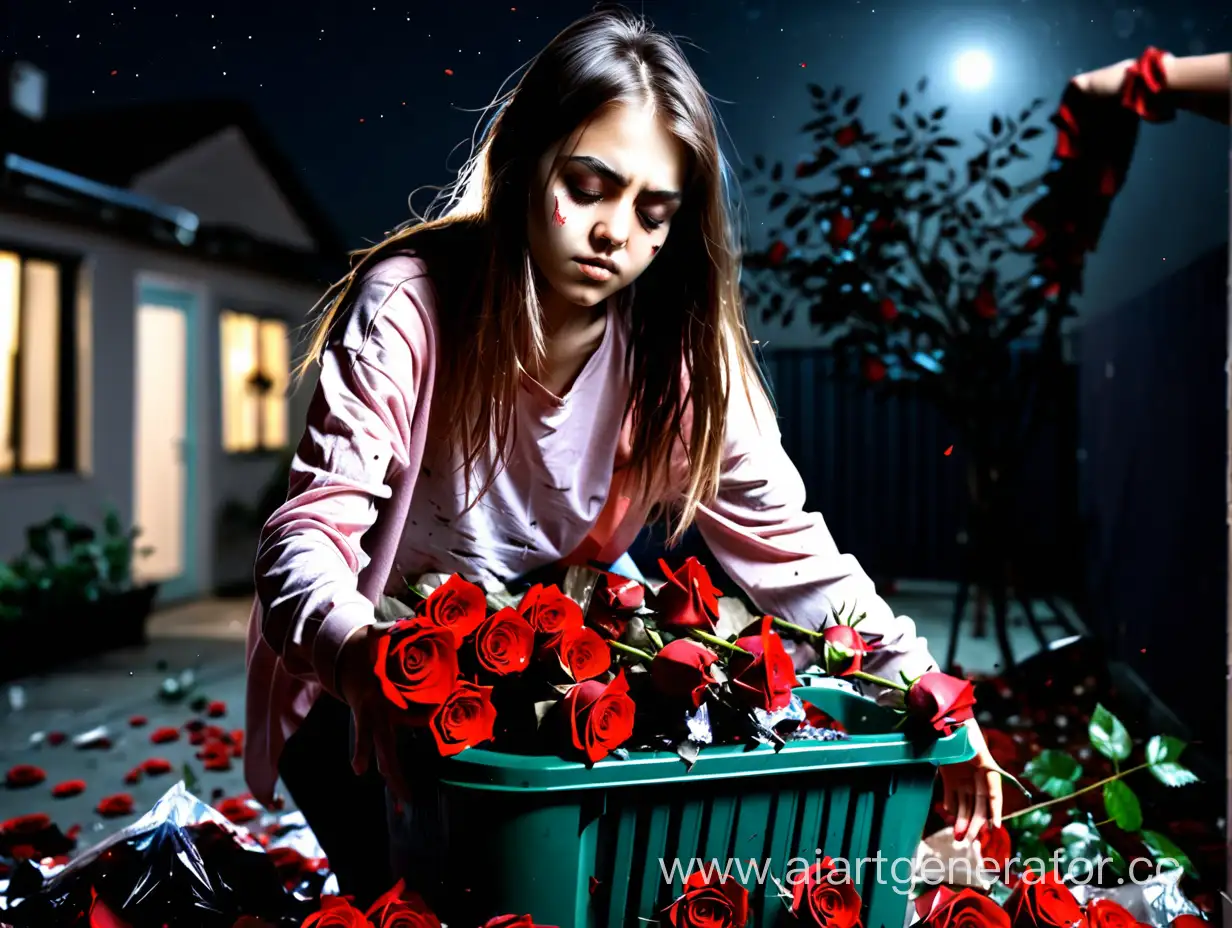Girl-Discards-Roses-at-Home-During-Nighttime