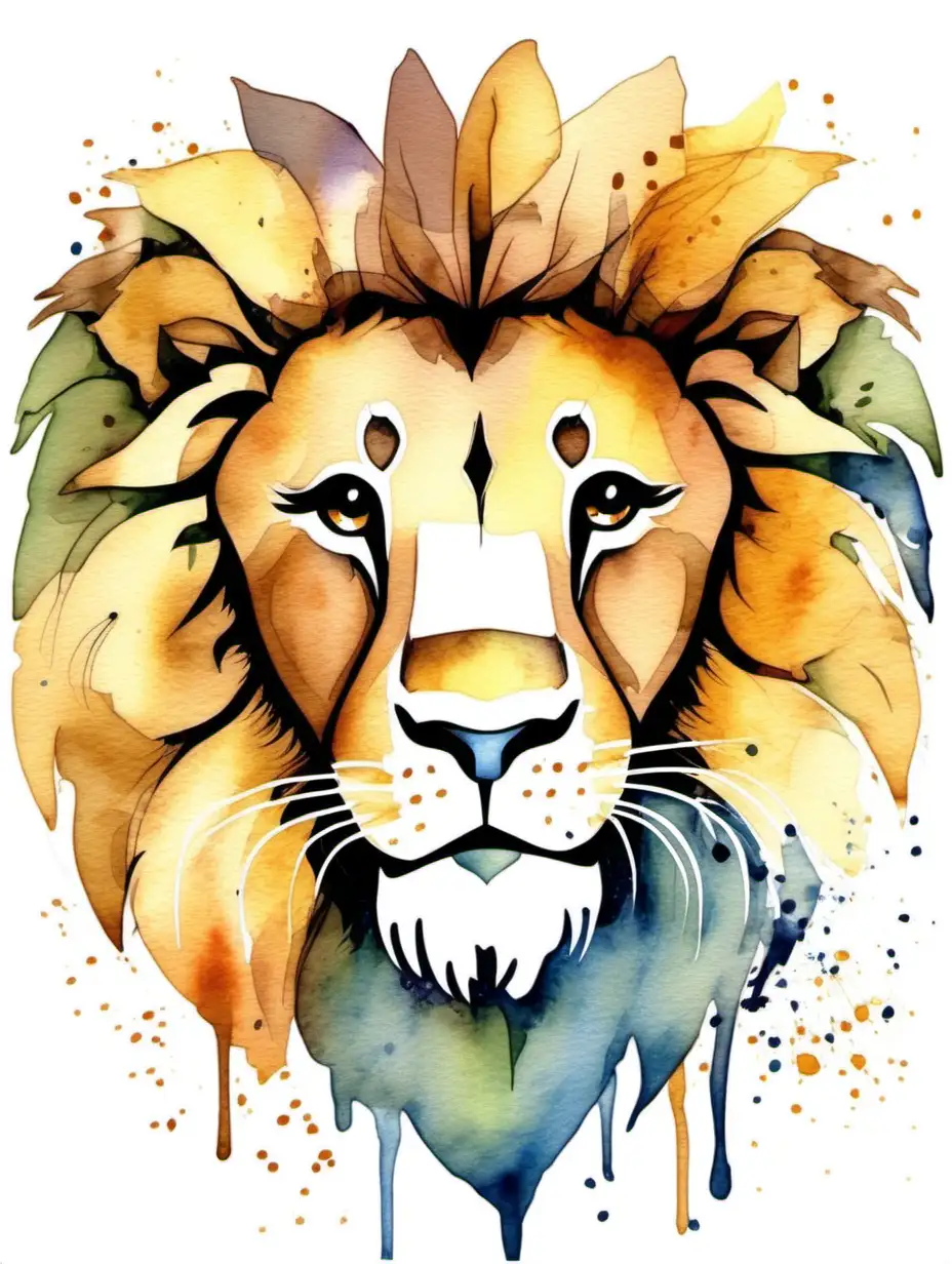 Watercolor design lion for a kids nursery wall