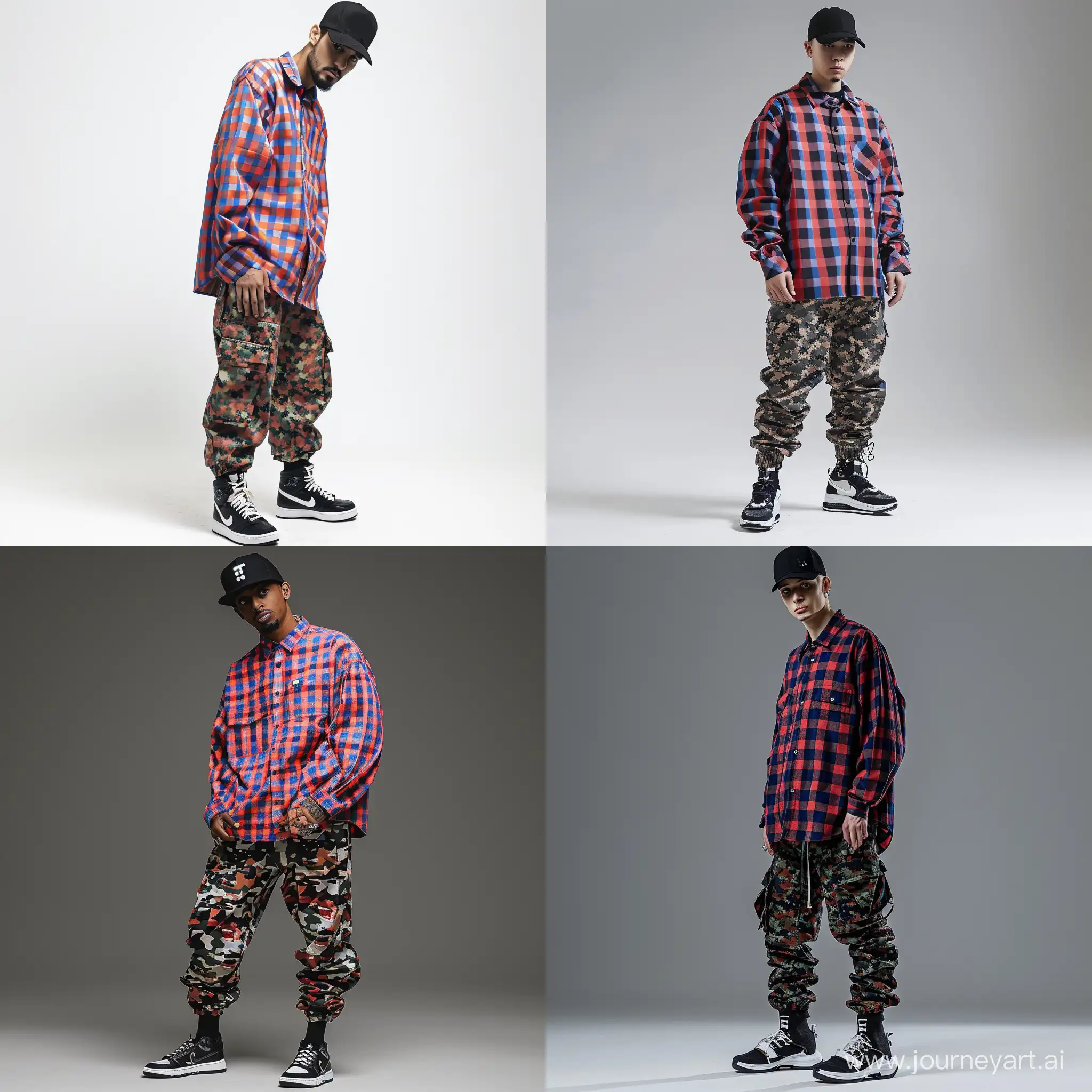 Casual-Man-in-Red-and-Blue-Checkered-Flannel-Shirt-and-Multicam-Camouflage-Pants