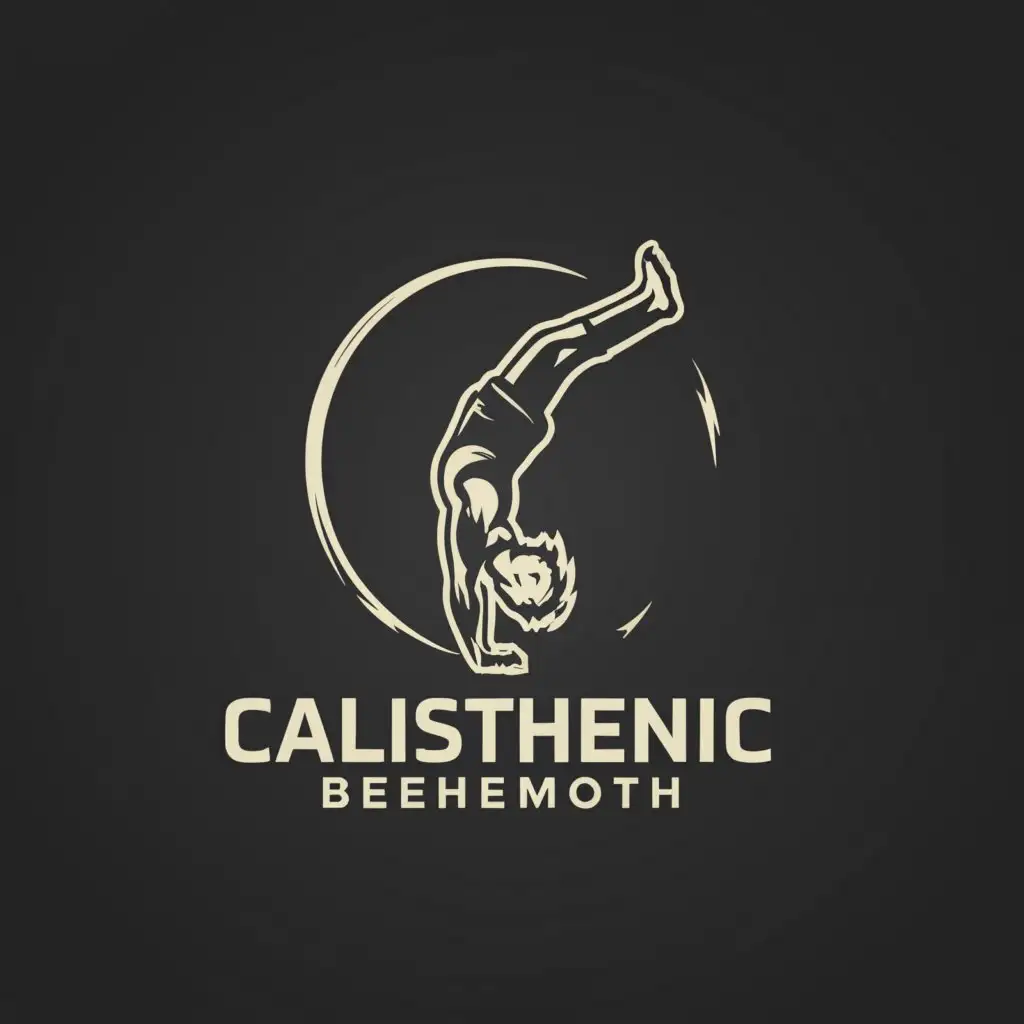 a logo design,with the text "calisthenics behemoth", main symbol: handstand push-up
,Moderate,be used in Sports Fitness industry,clear background