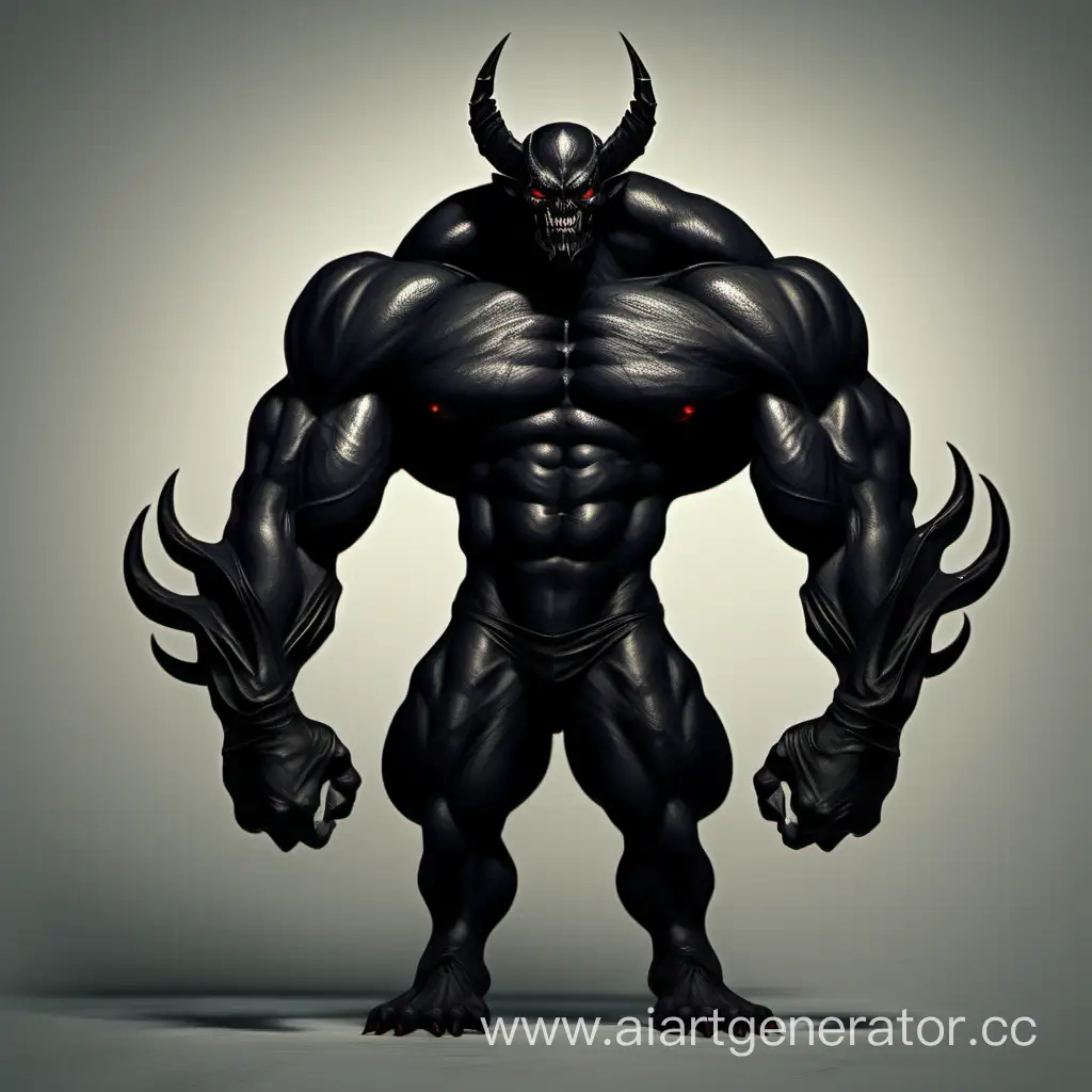 Черный Демон с мускулами в полный рост 