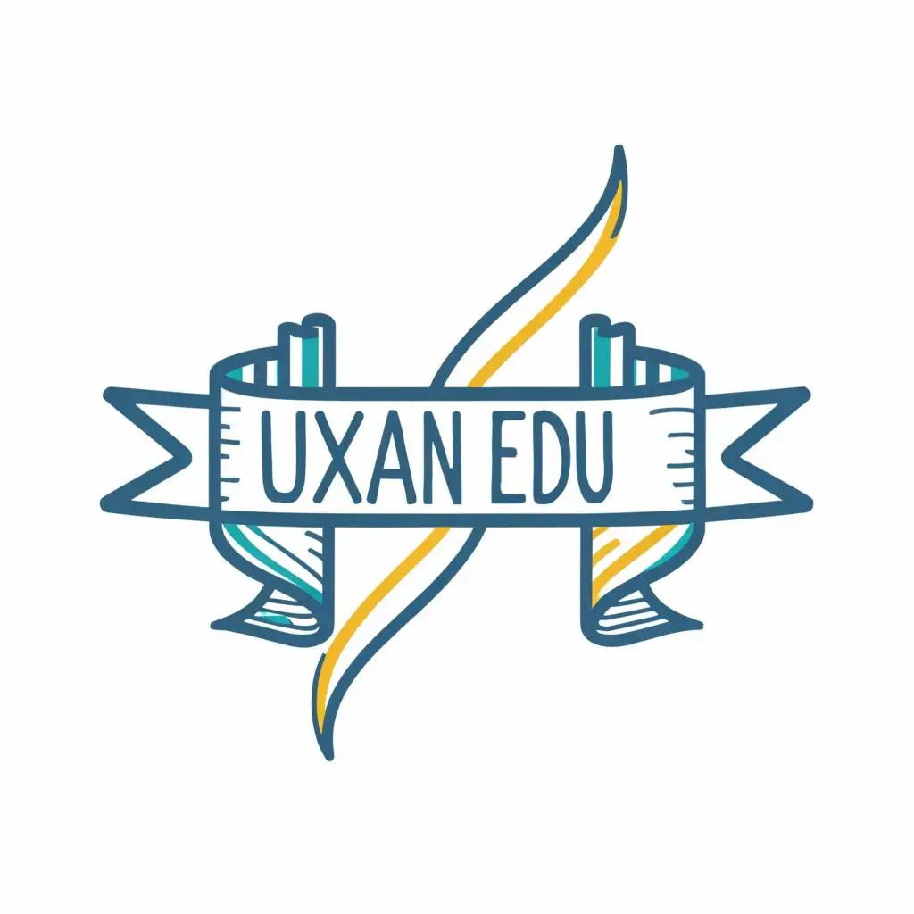 logo, a flowing ribbon that goes from down to up, with the text "u xuan edu", typography, be used in Education industry