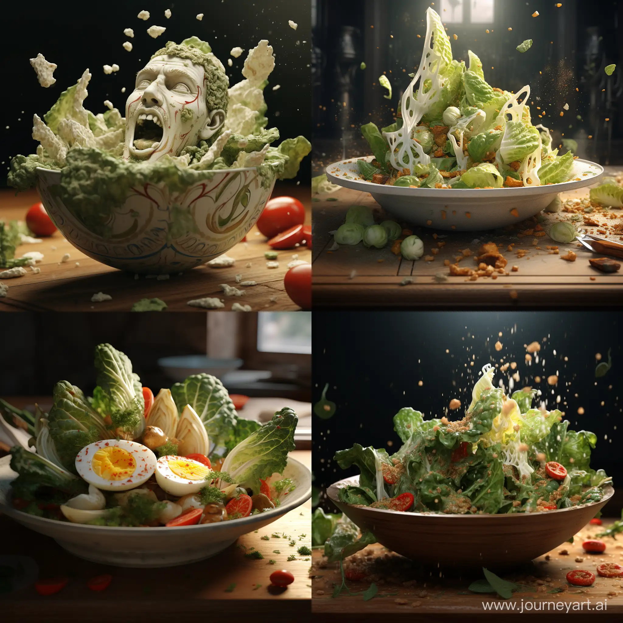 A very tasty Caesar salad :: 3D animation 