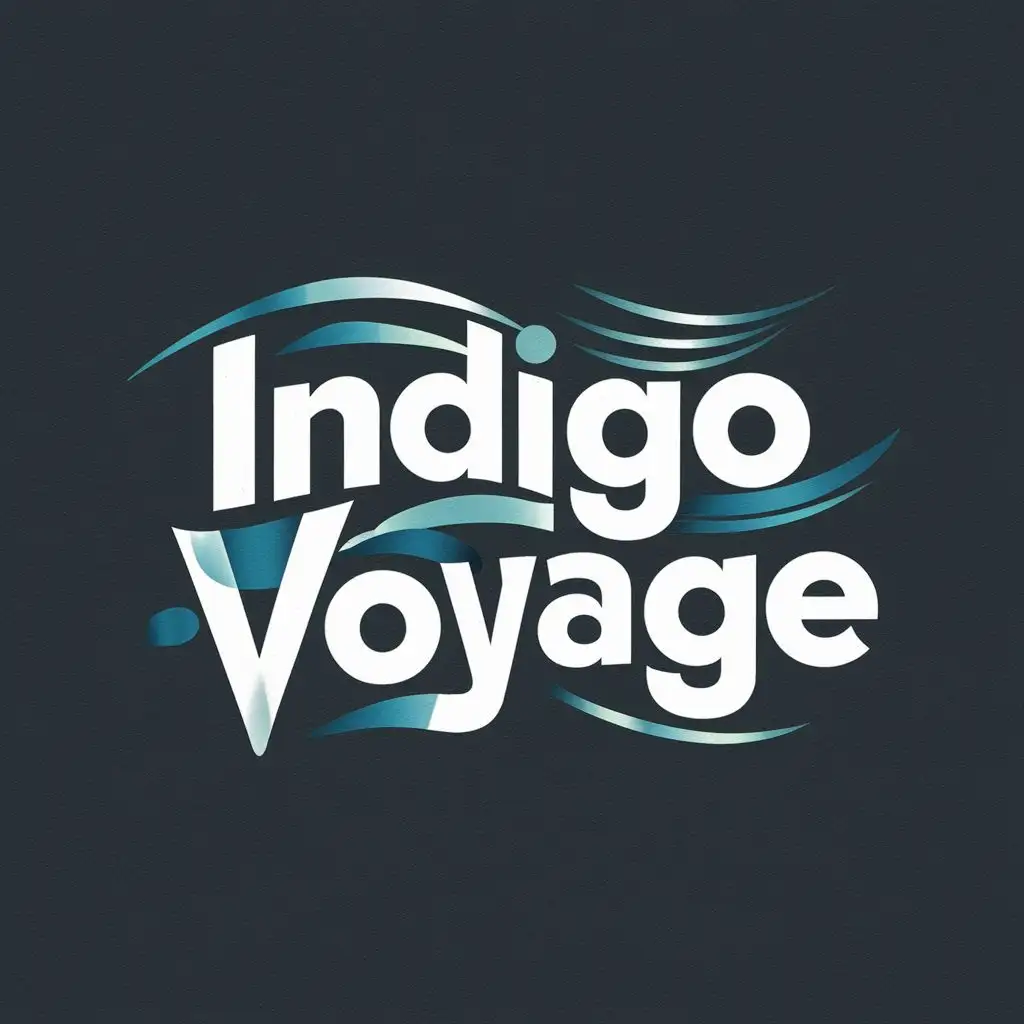 logo, Consider incorporating the brand name into a wave-like typography.
The curves and flow of the letters can mimic the graceful movement of ocean waves, with indigo gradients adding depth., with the text "indigo voyage", typography