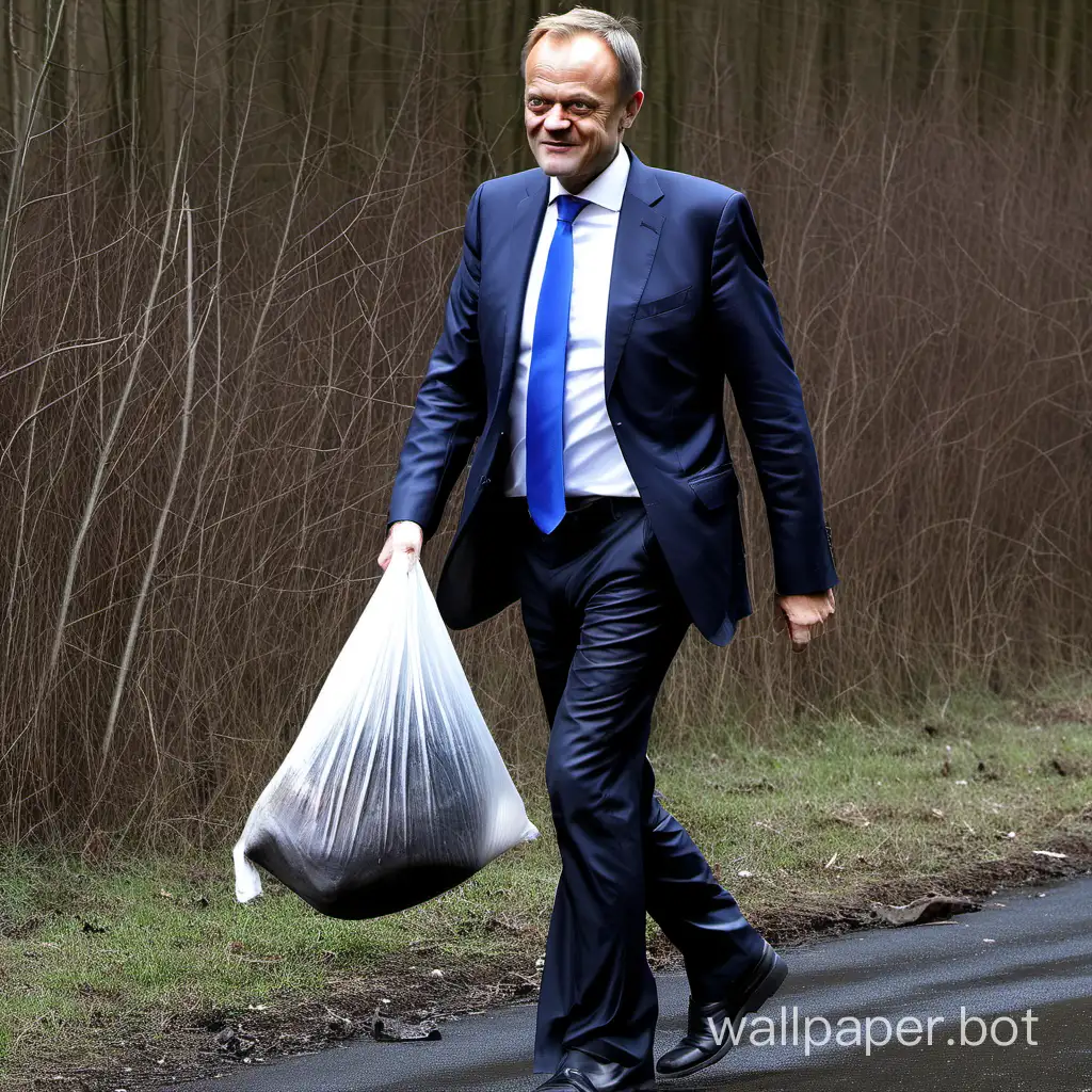 Donald Tusk in dirty clothes
