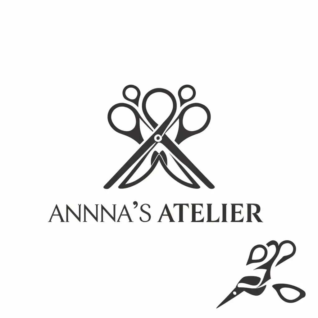 a logo design,with the text "Anna's Atelier", main symbol:Scissors,complex,be used in Beauty Spa industry,clear background