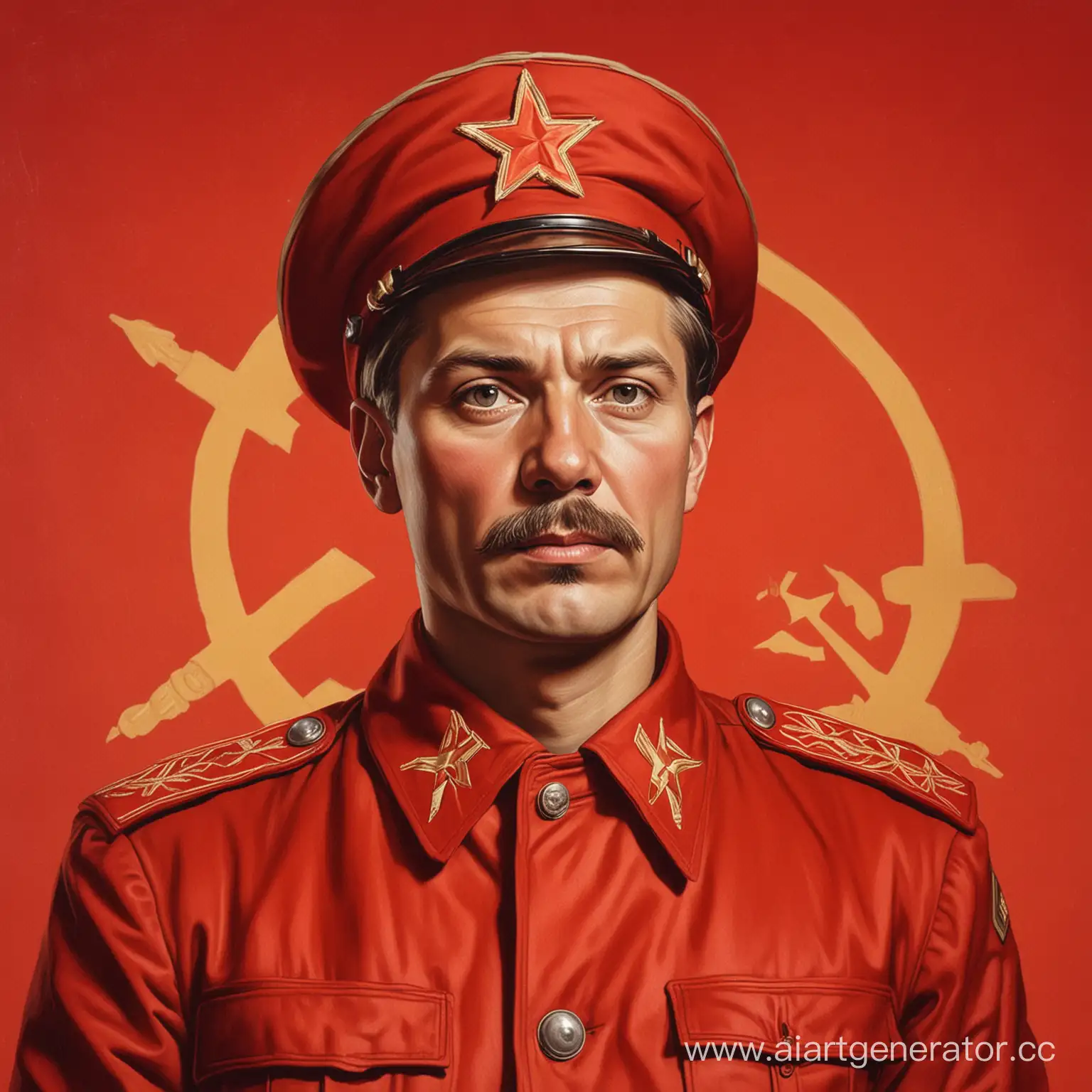 Soviet-Propagandist-in-Red-Background-Patriotic-Ideology-and-Bold-Imagery