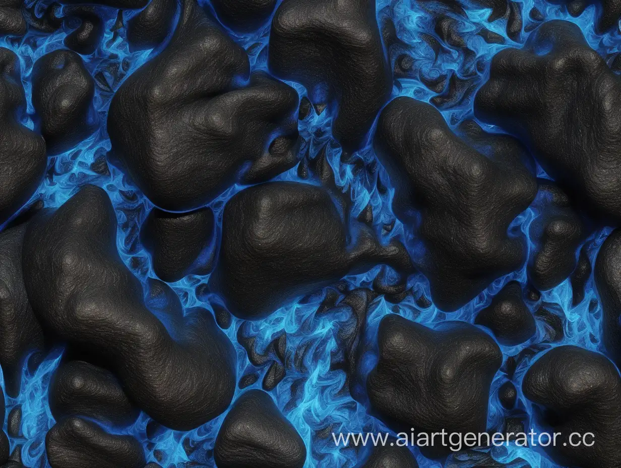 simple photo of a 3D bright fire blue black texture, made of bright fire blue black lava.