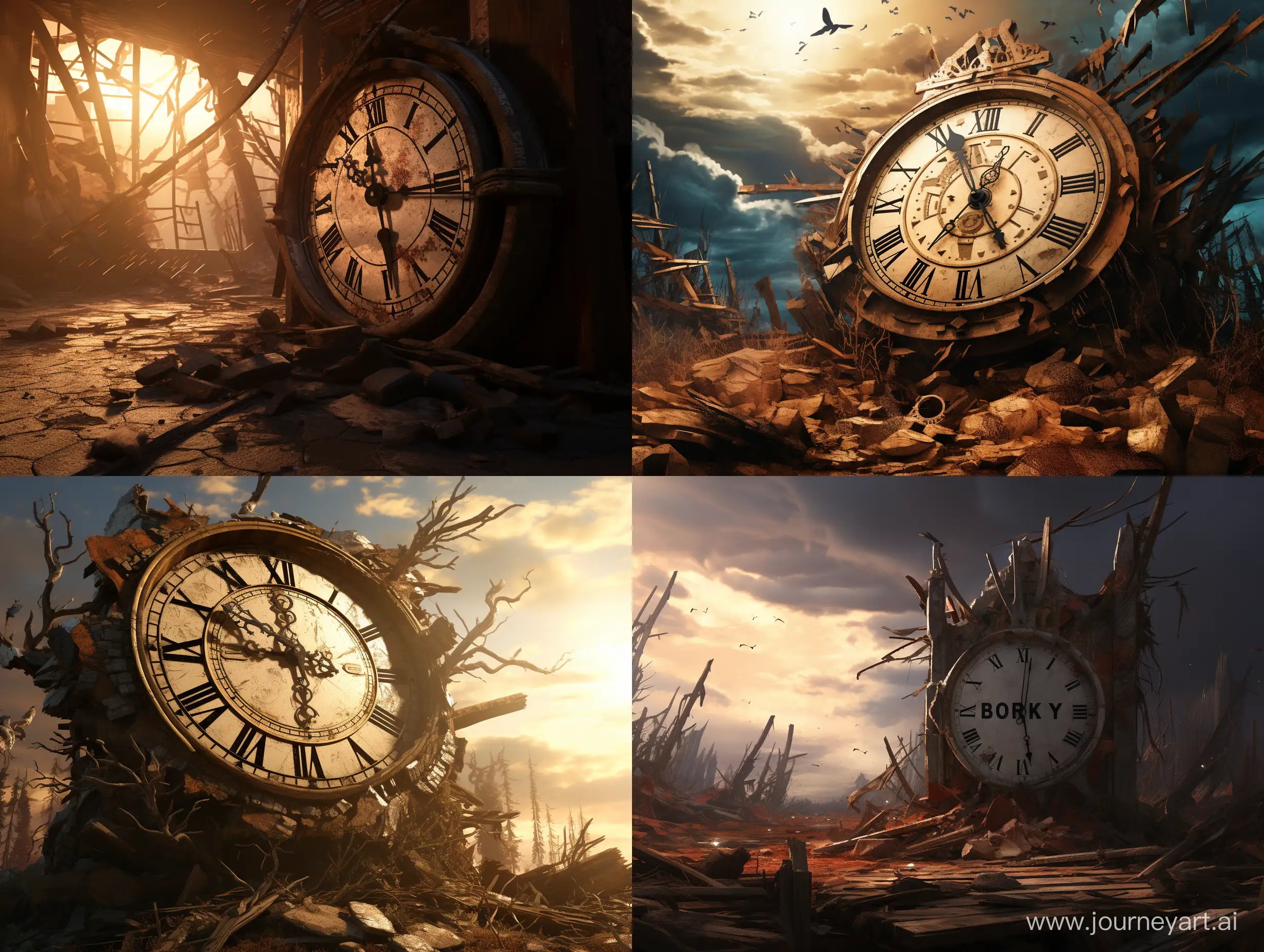 Broken-Time-Clock-Apology-in-PostApocalyptic-Art
