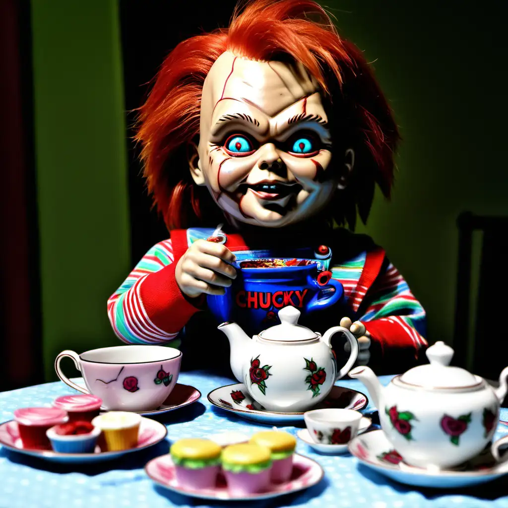 Chucky having a tea party