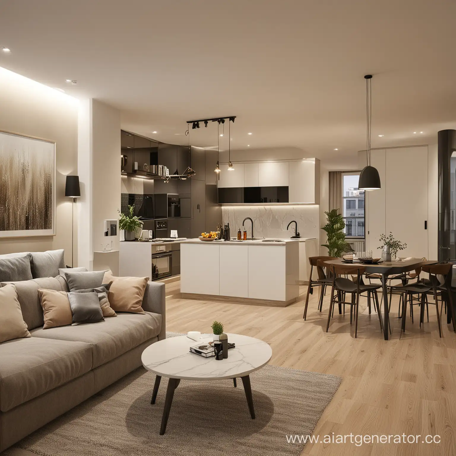 Modern-Apartment-Living-Room-with-Integrated-Kitchen-Design