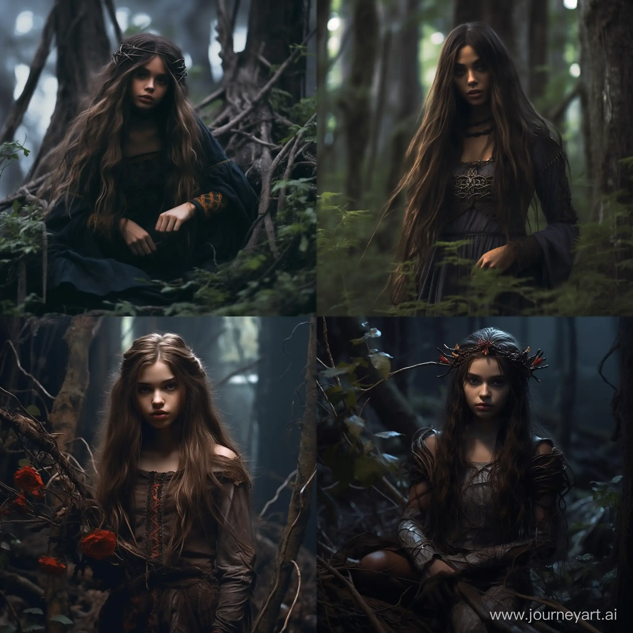 Enchanting-Fantasy-Darkhaired-Druid-Girl-in-Demonic-Ambience