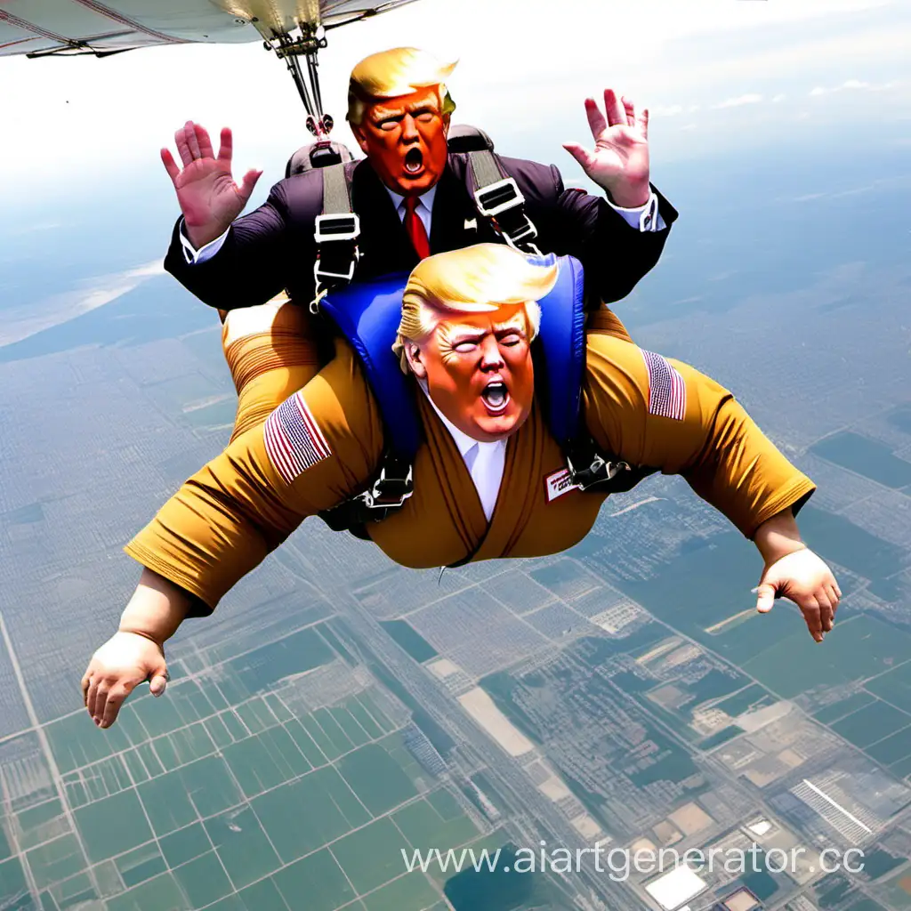 Sumo wrestler donald trump skydiving