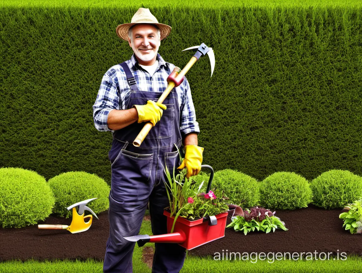 Gardener with tools