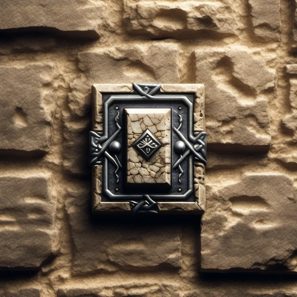 Rectangle push button made of ancient stone in the theme of ultima online