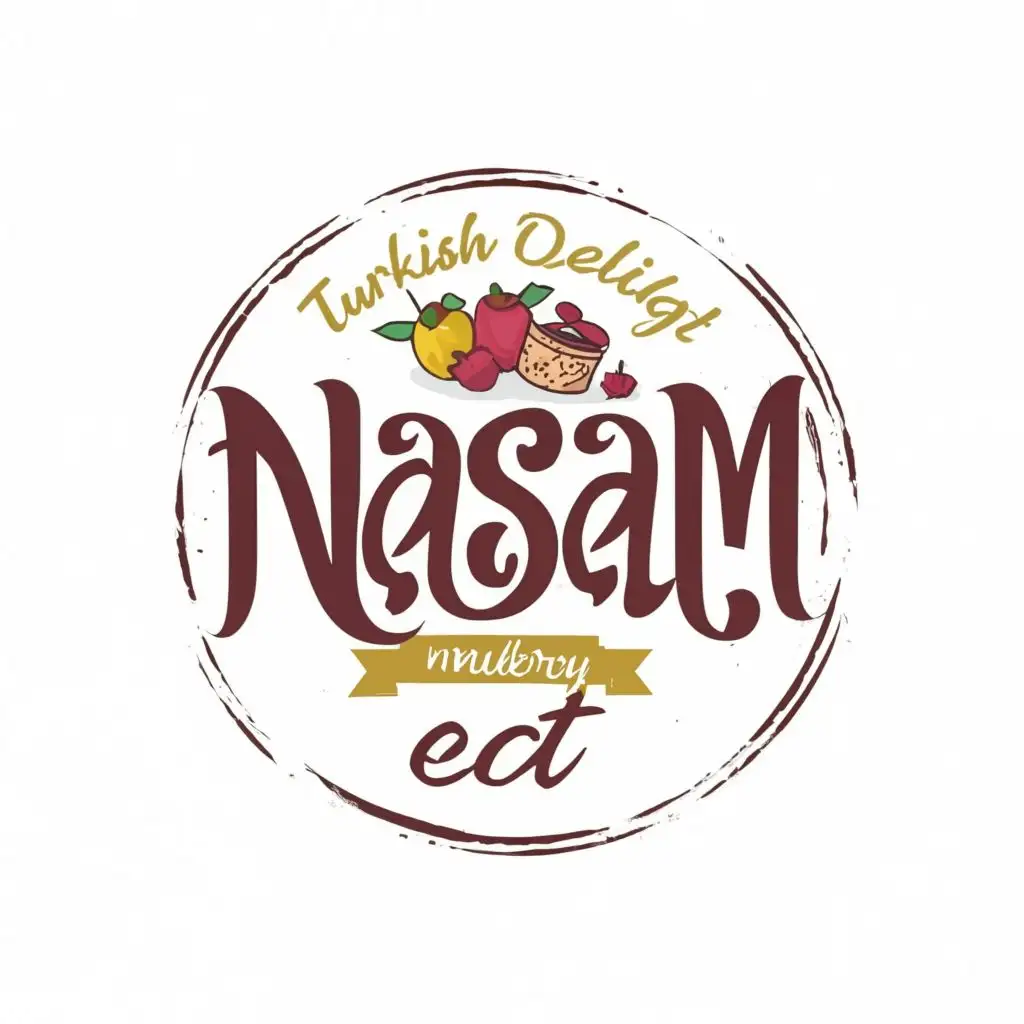 logo, Turkish delight, botchi, mulberry lemonade, with the text "nasam eat", typography, be used in Restaurant industry