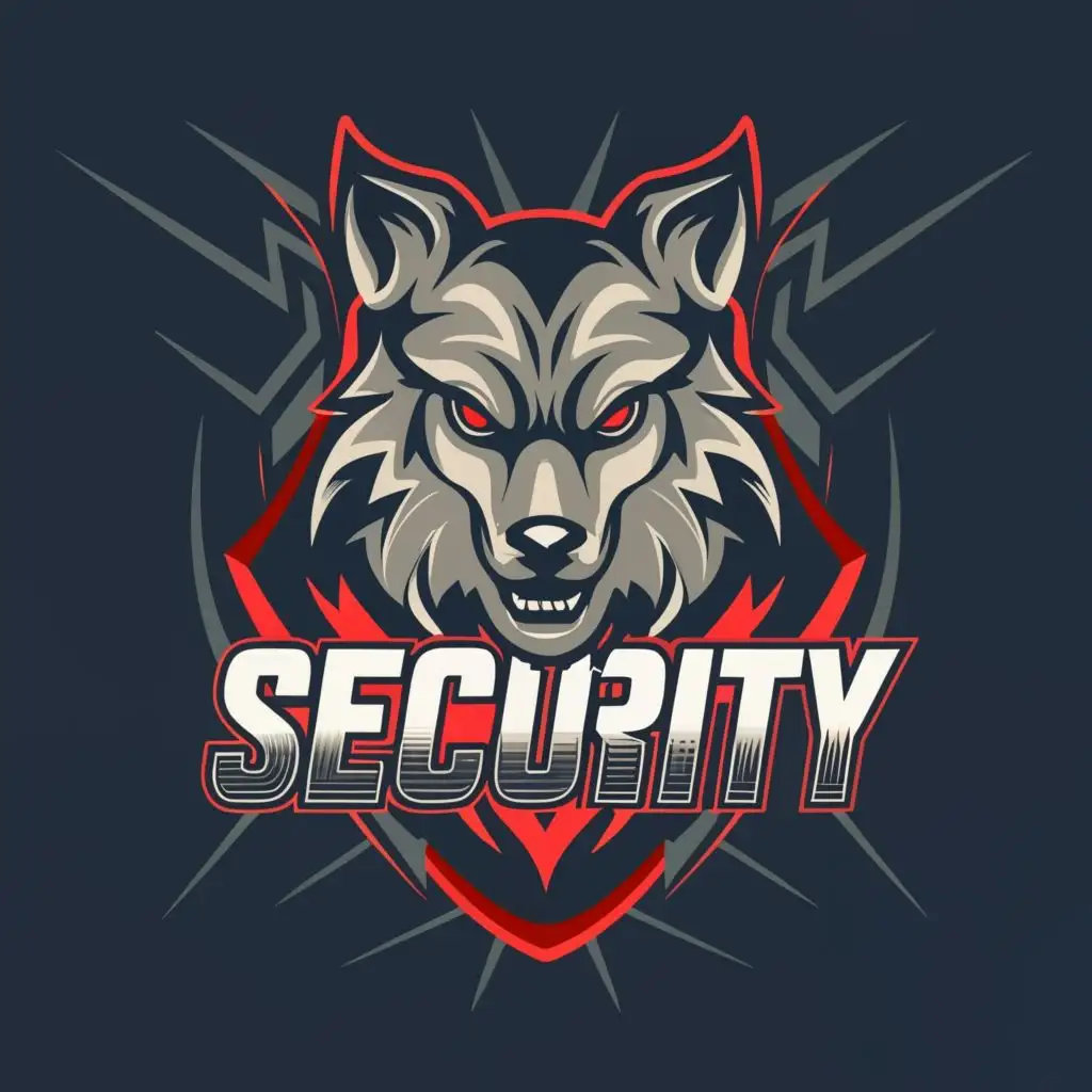logo, A wolf in the style of a powerful superhero from the Avengers, with the text "security", typography, be used in Entertainment industry