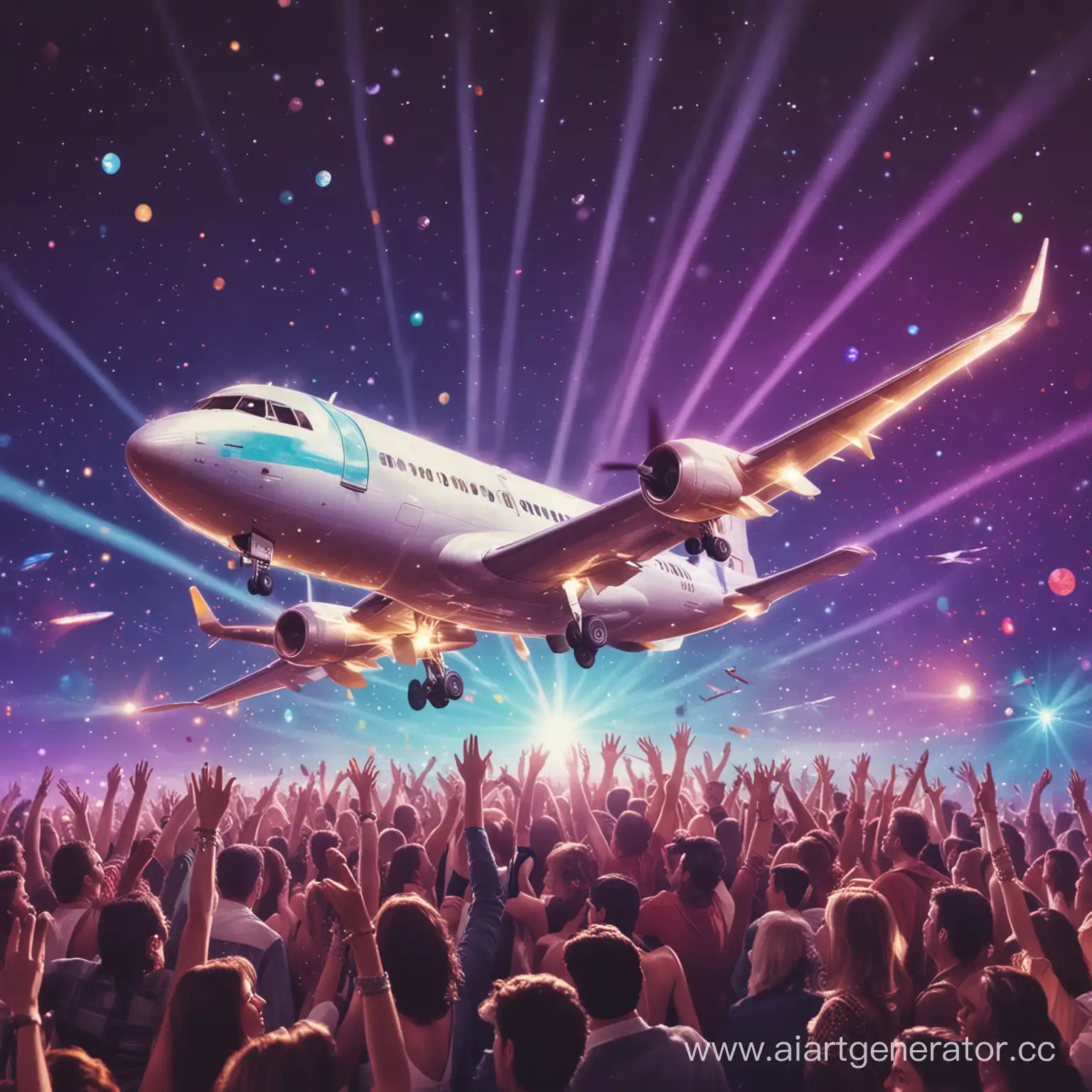 Disco-Airplane-Soars-Through-Party-Lights