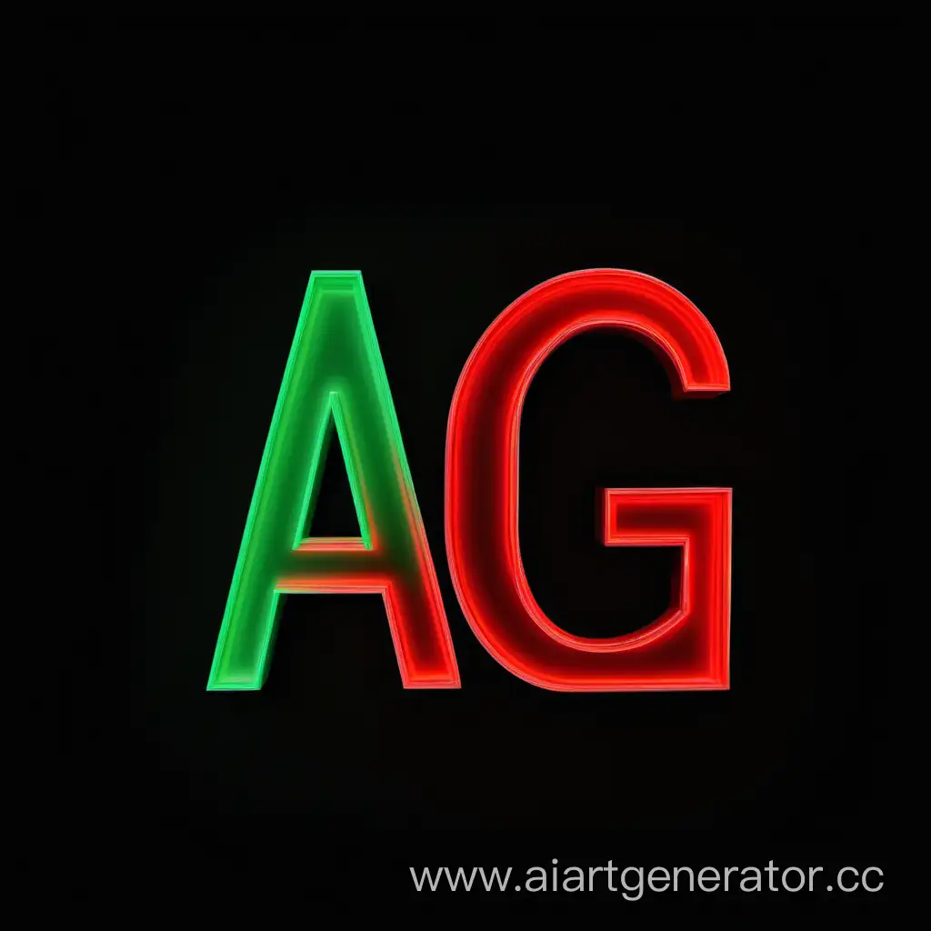 сделай неоновые буквы A; G. Зелено красные цвета на черном фоне 