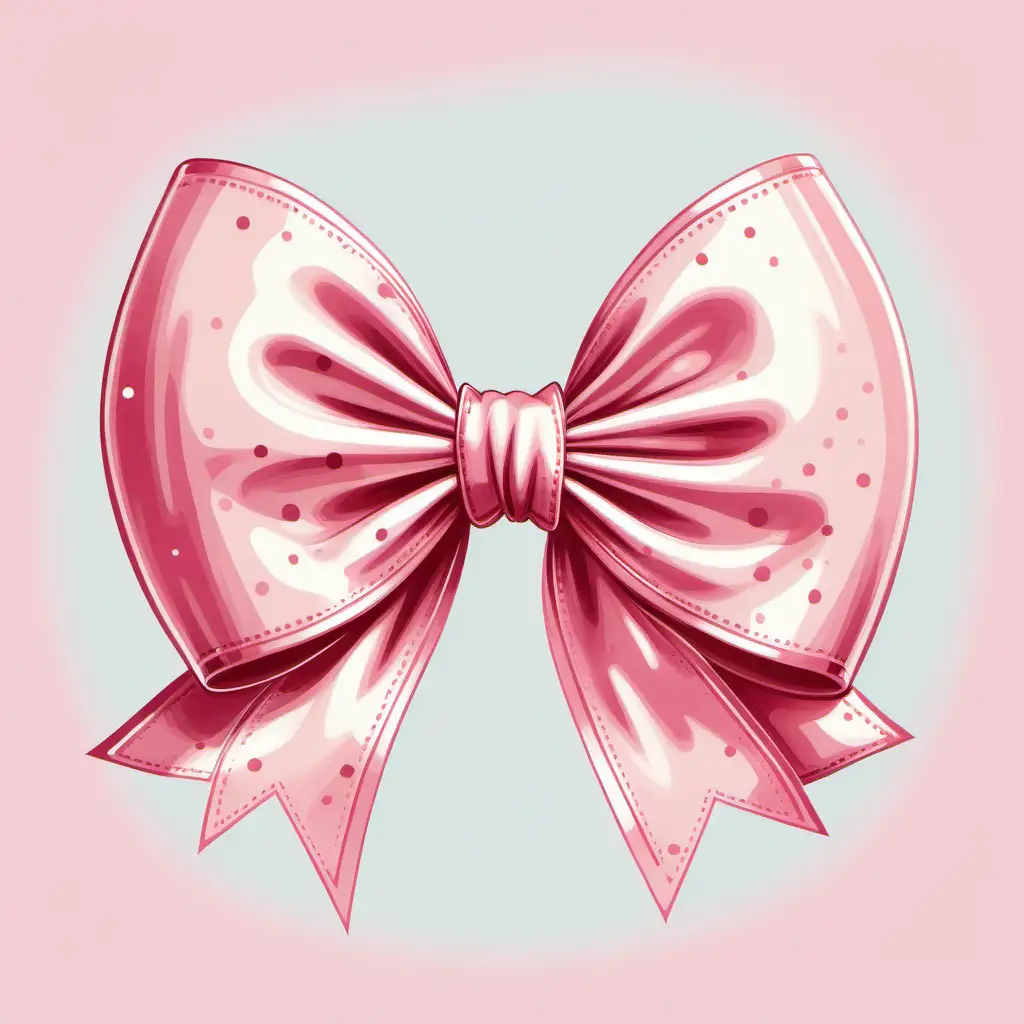 Whimsical Pink Bow Elegance Charming Vintageinspired Illustration