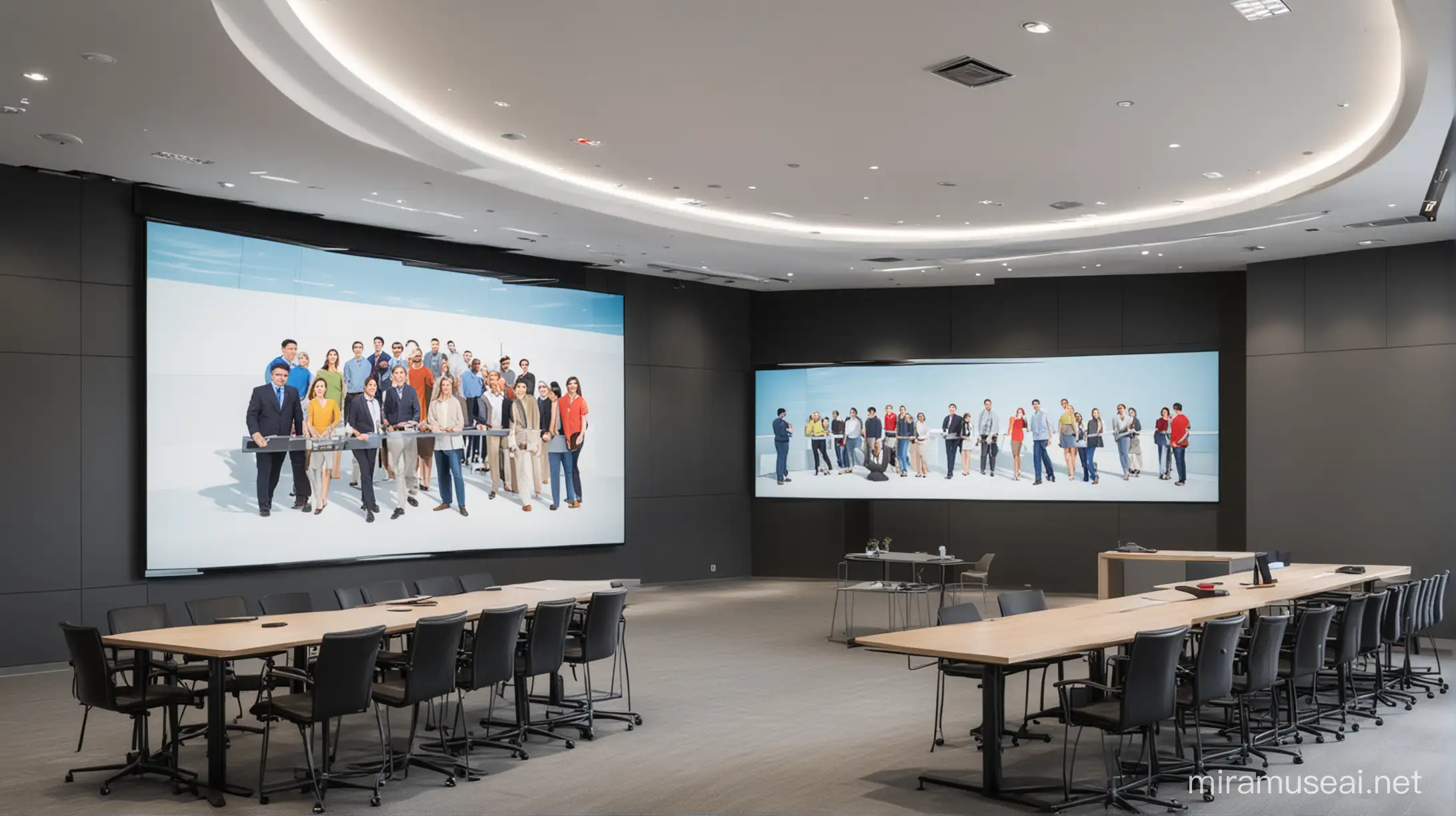 Corporate Presentation Room with Large Video Wall