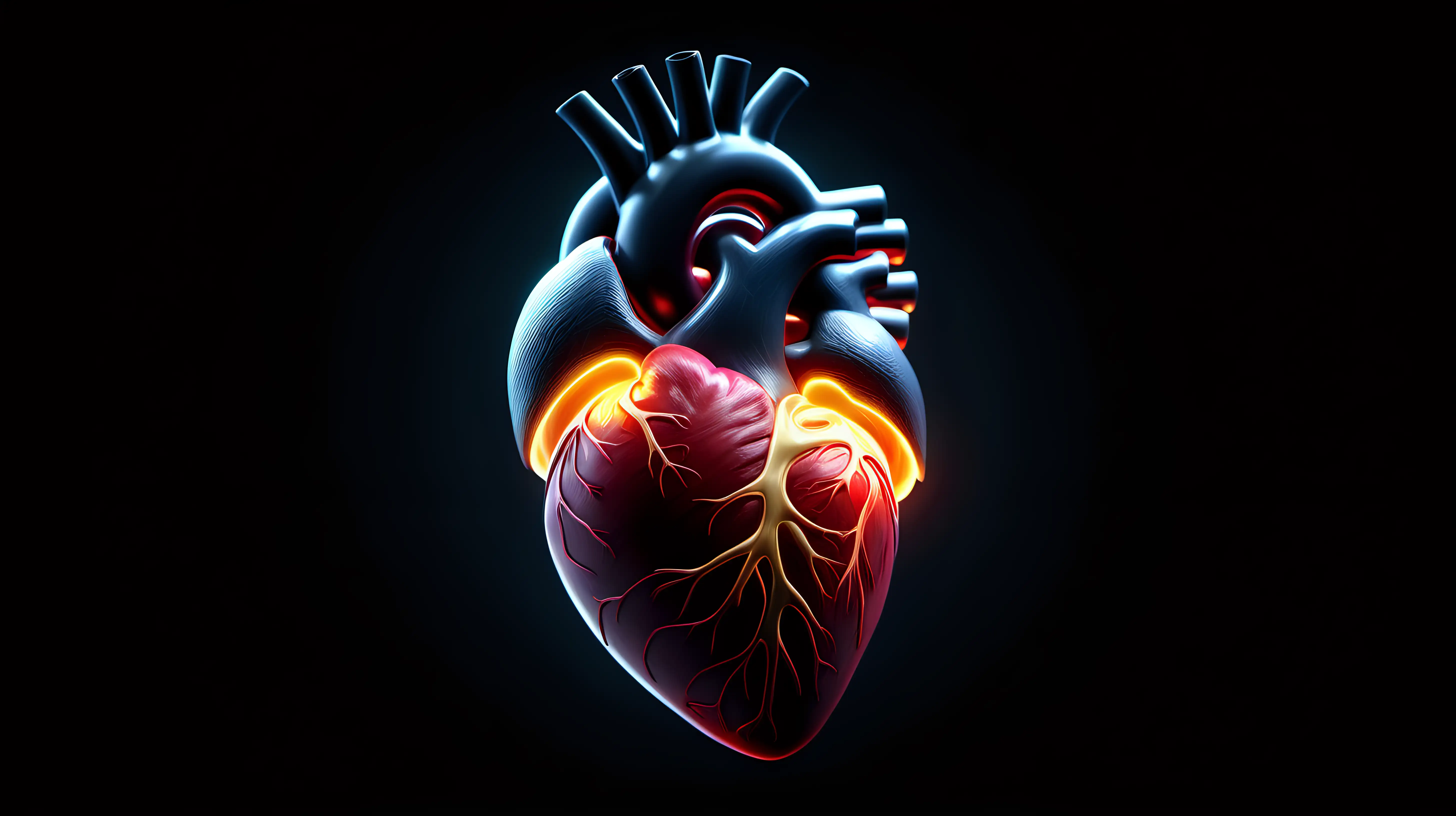 Glowing Human Heart Illustration Symbolizing Vitality and Health