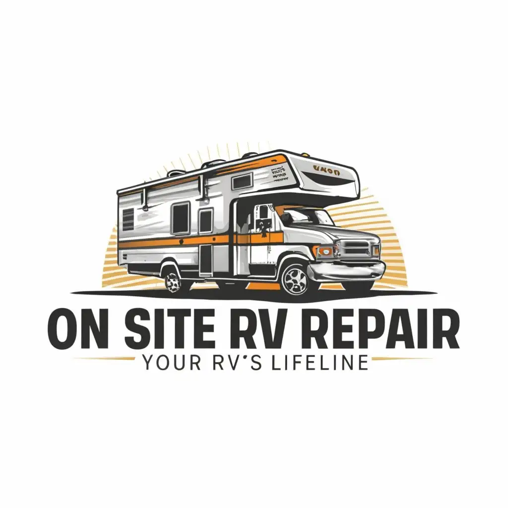 logo, motor home, with the text "On Site RV Repair" "Your RV's Lifeline", typography, be used in other industry