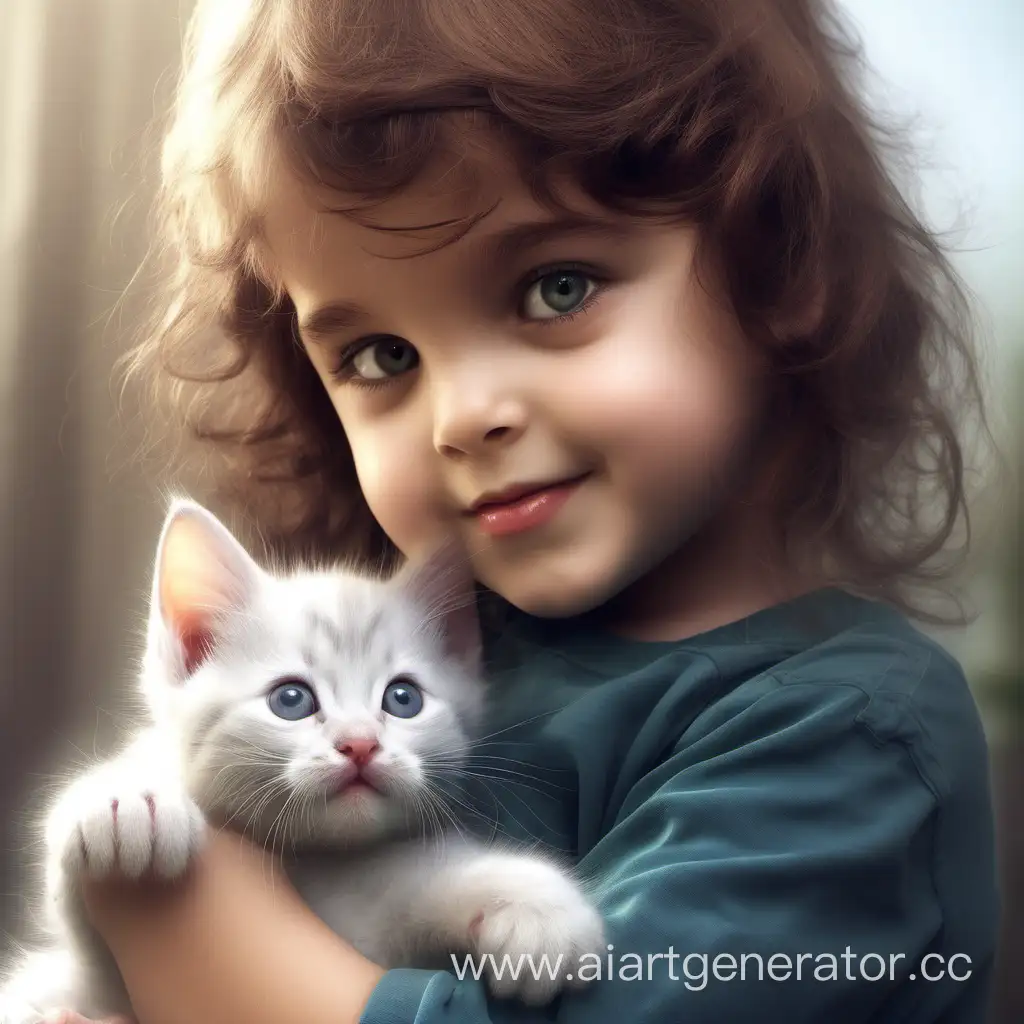 Adorable-Child-Playing-with-Kitten-Dashka