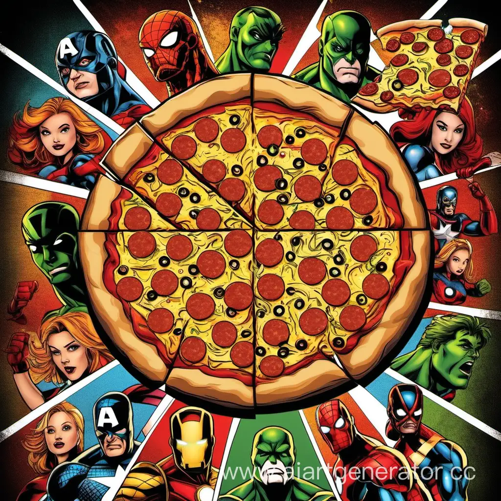 Пицца постер супергерои марвел лица