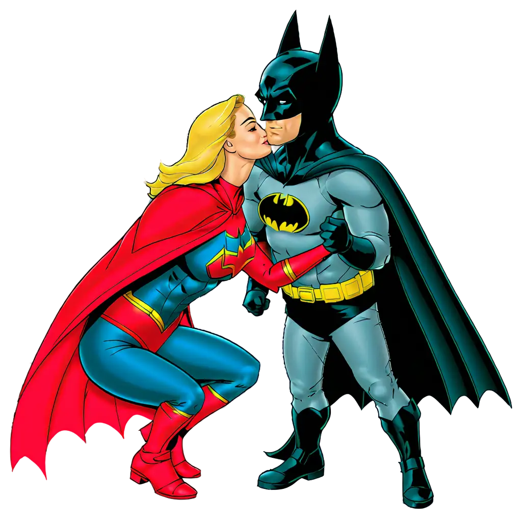 Batman and Captain Marvel kissing