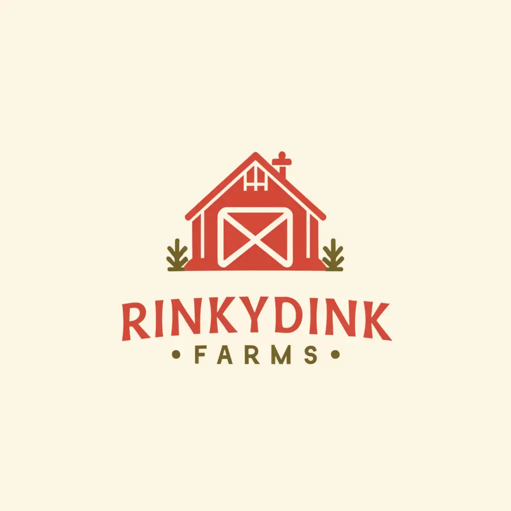 a logo design,with the text "rinkydink farms", main symbol:Barn,Minimalistic,clear background
