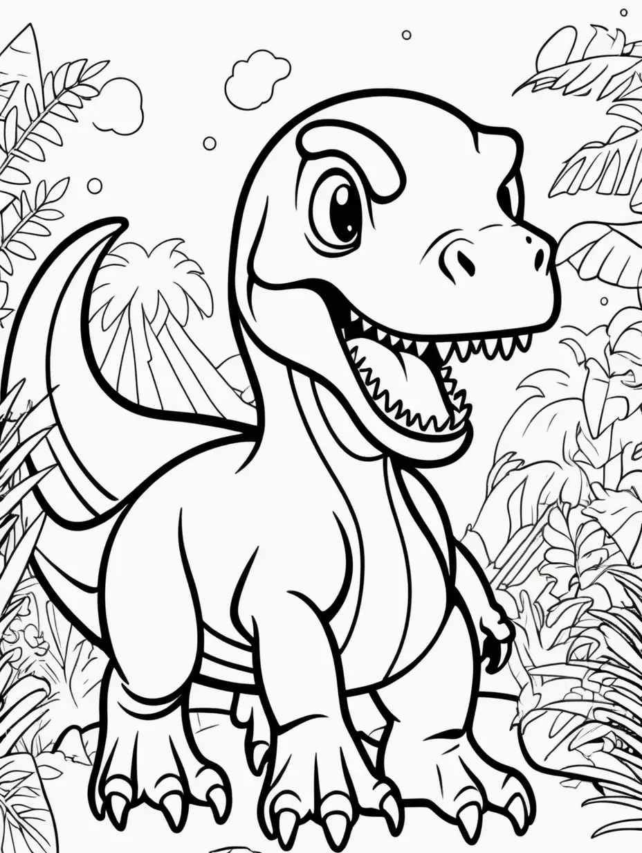 T-Rex cute
outline black and white coloring book