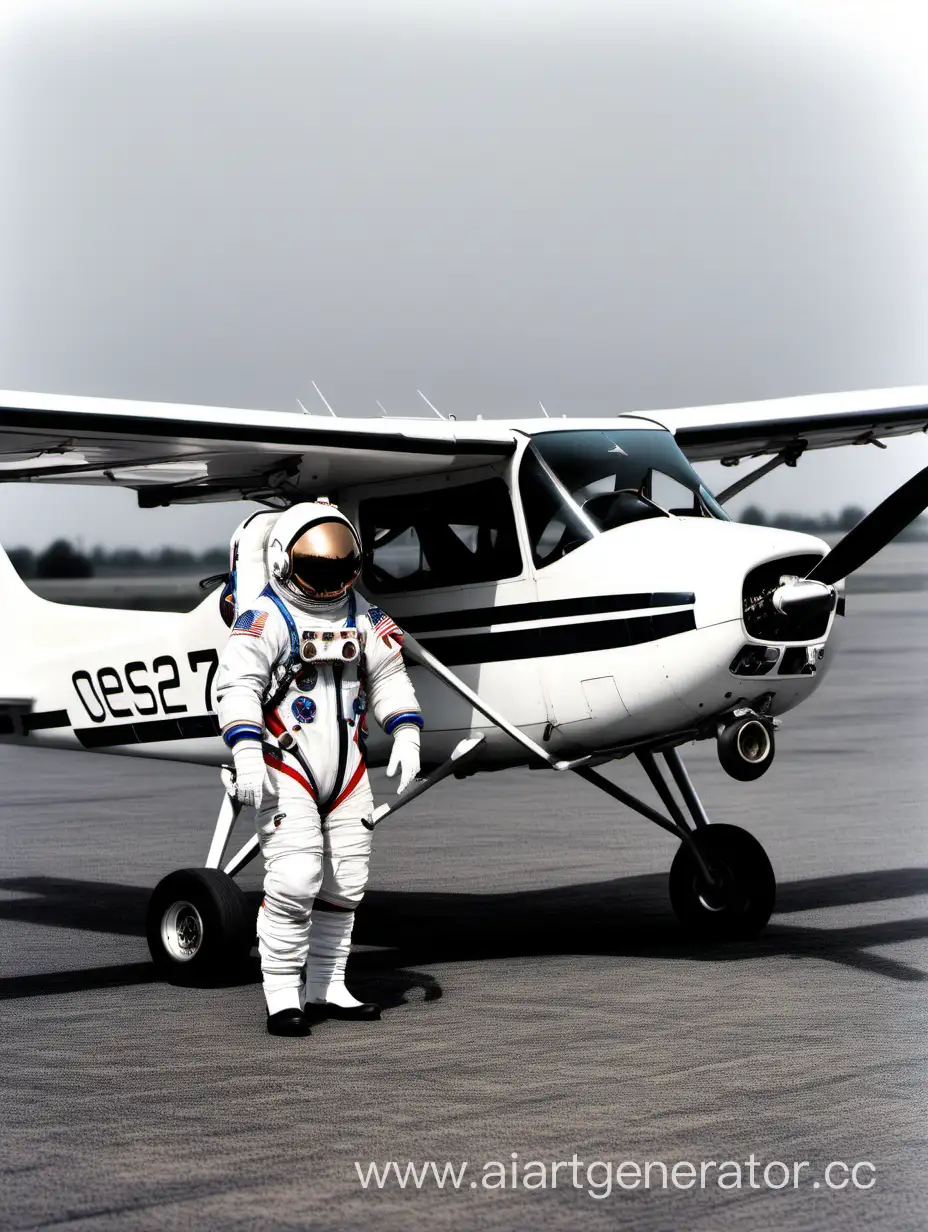 Astronaut-Arrival-at-Aerodrome-in-Cessna-172-Airplane