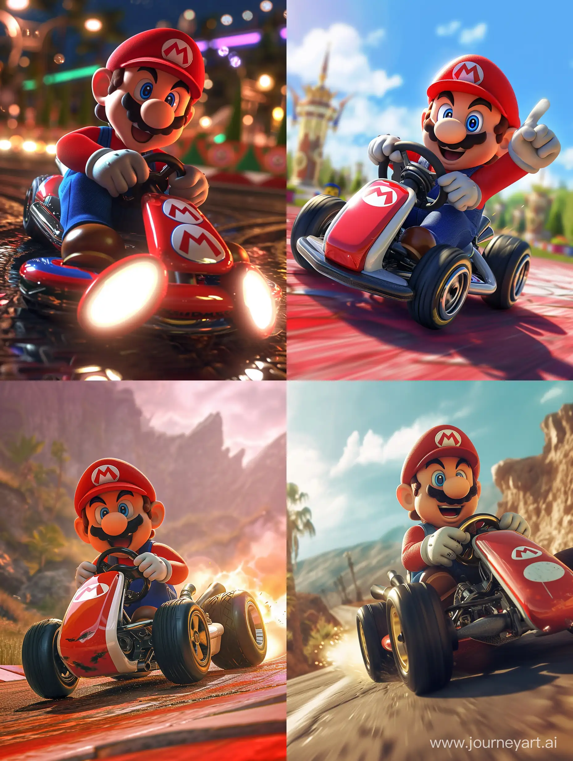A picture of Mario Kart 8 inspired by Studio Ghibli Art Style