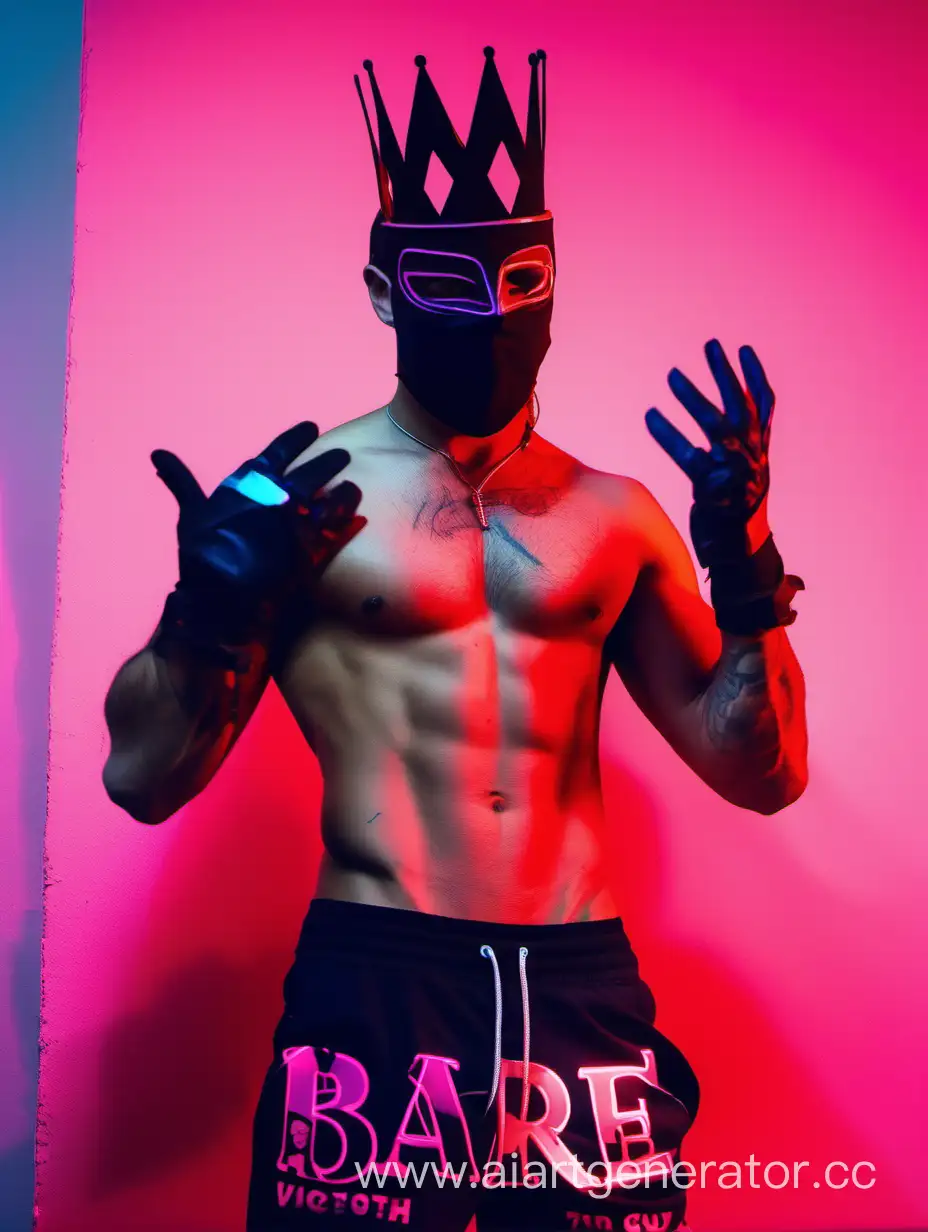 Stylish-Man-with-Red-Crown-Neon-Pants-and-Masked-Eyes