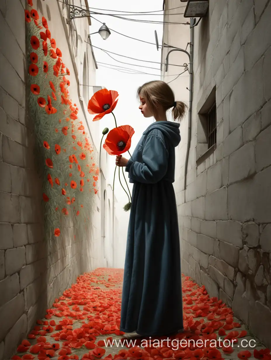 Decaying-Girl-in-Alley-Holding-Poppies