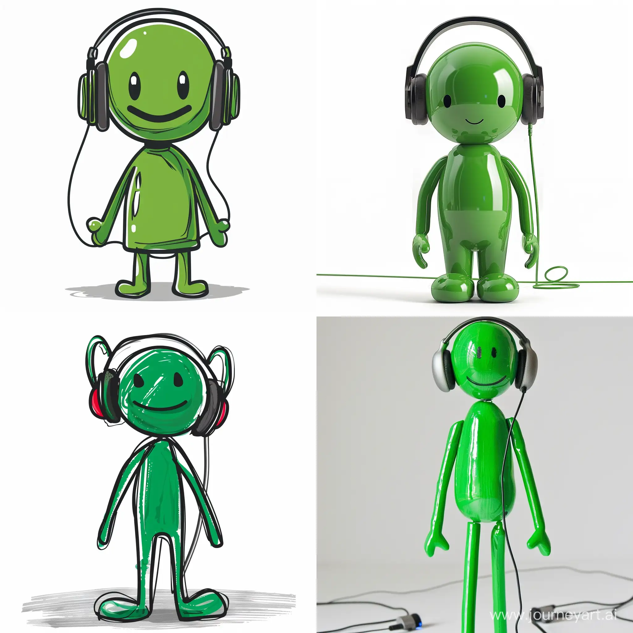 green stickman wearing headphones