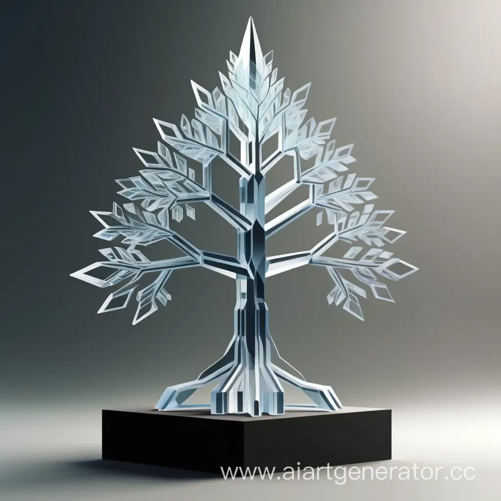 логотип для студии аддитивных технологий в виде кристального дерева на 3д принтере