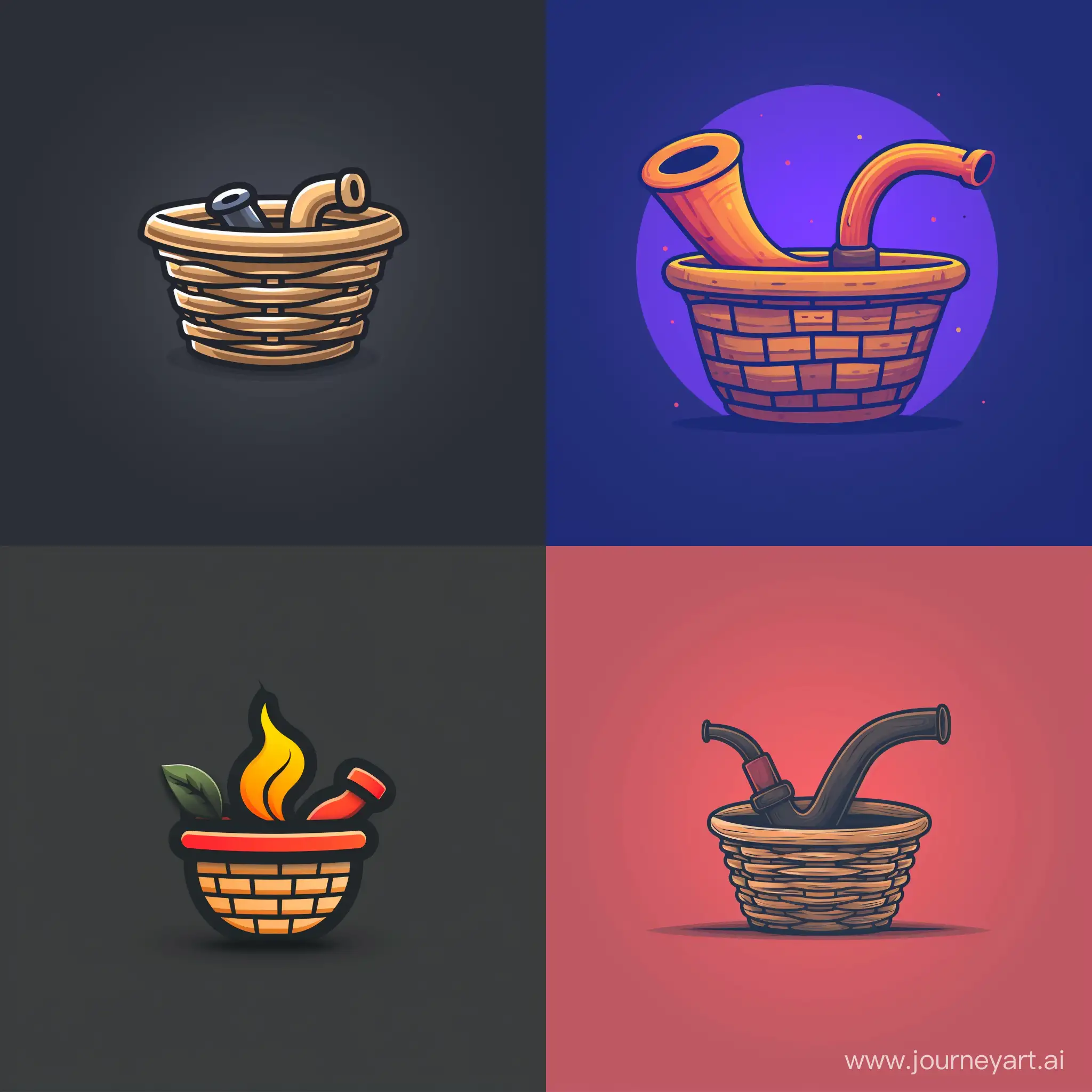 2D Logo Design of A shop basket where the pipe is, Minimalism, Vectorize, Illustration Software, High Precision --s 500