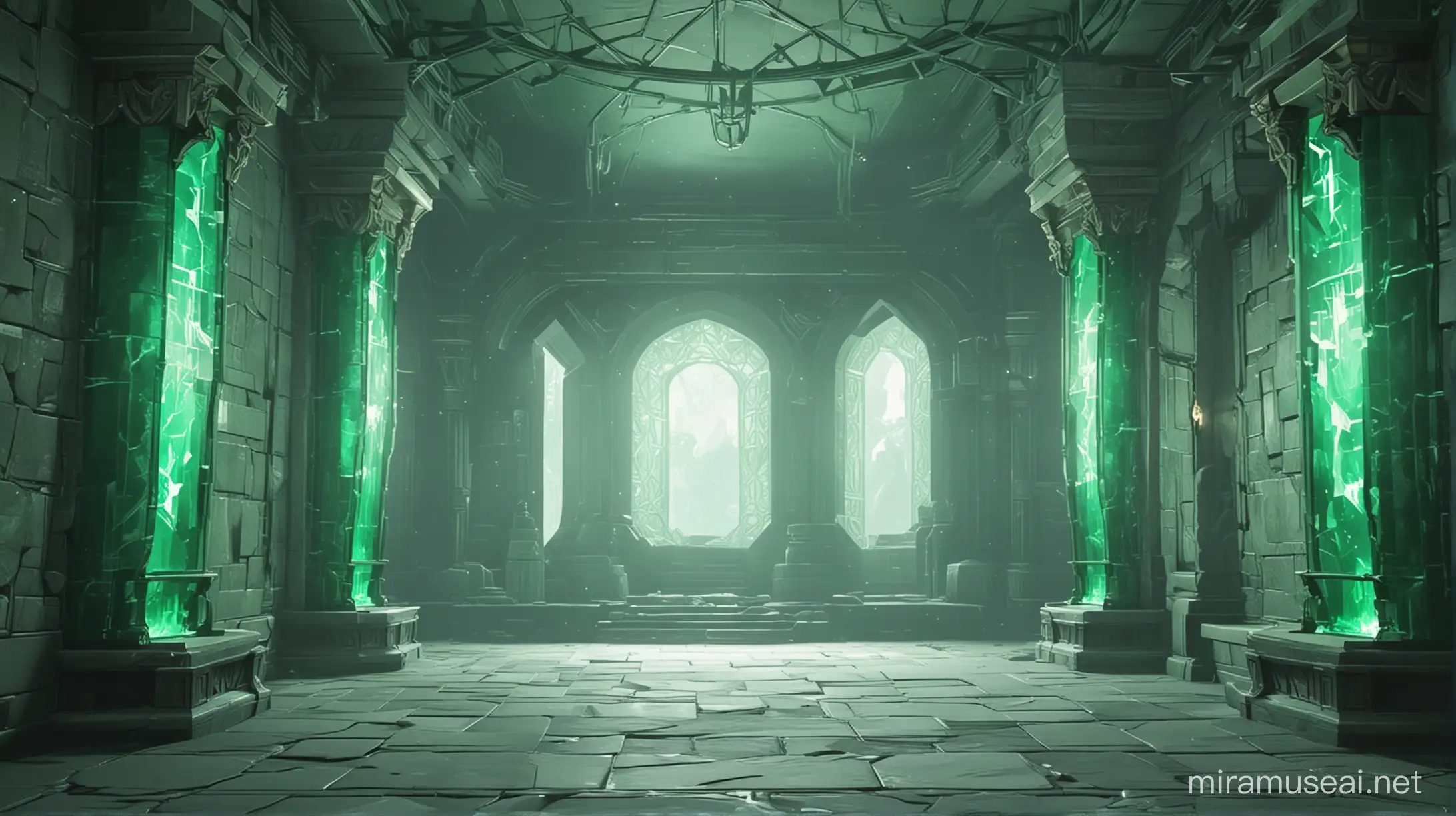 Vibrant Emerald Chamber with Intricate Details