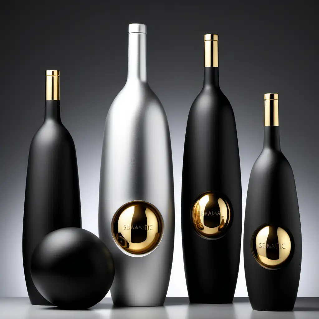 Exquisite HighEnd Wine Bottle Designs in Gold Minimalist Style