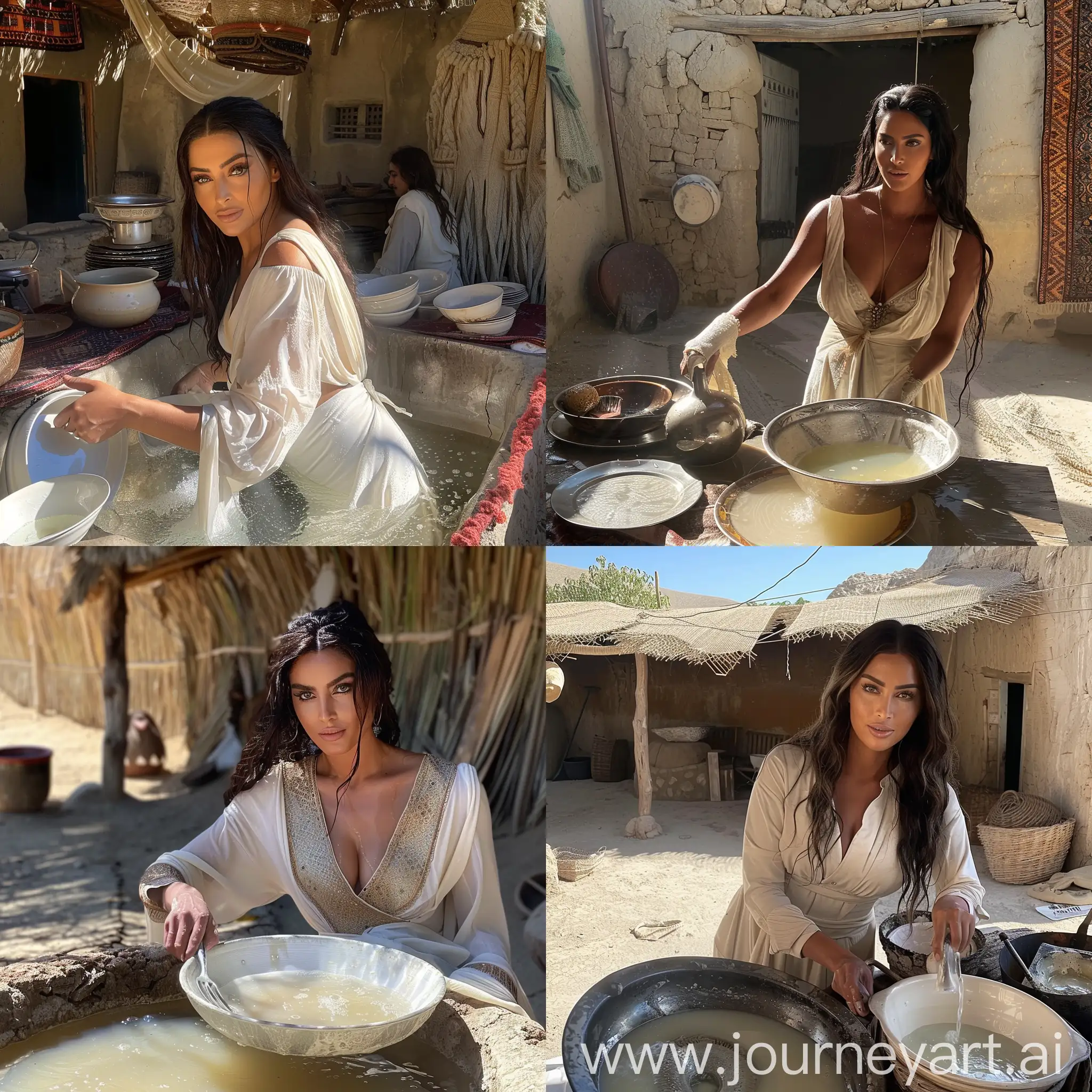 kim kardashian washing dishes in one of the iranan's village