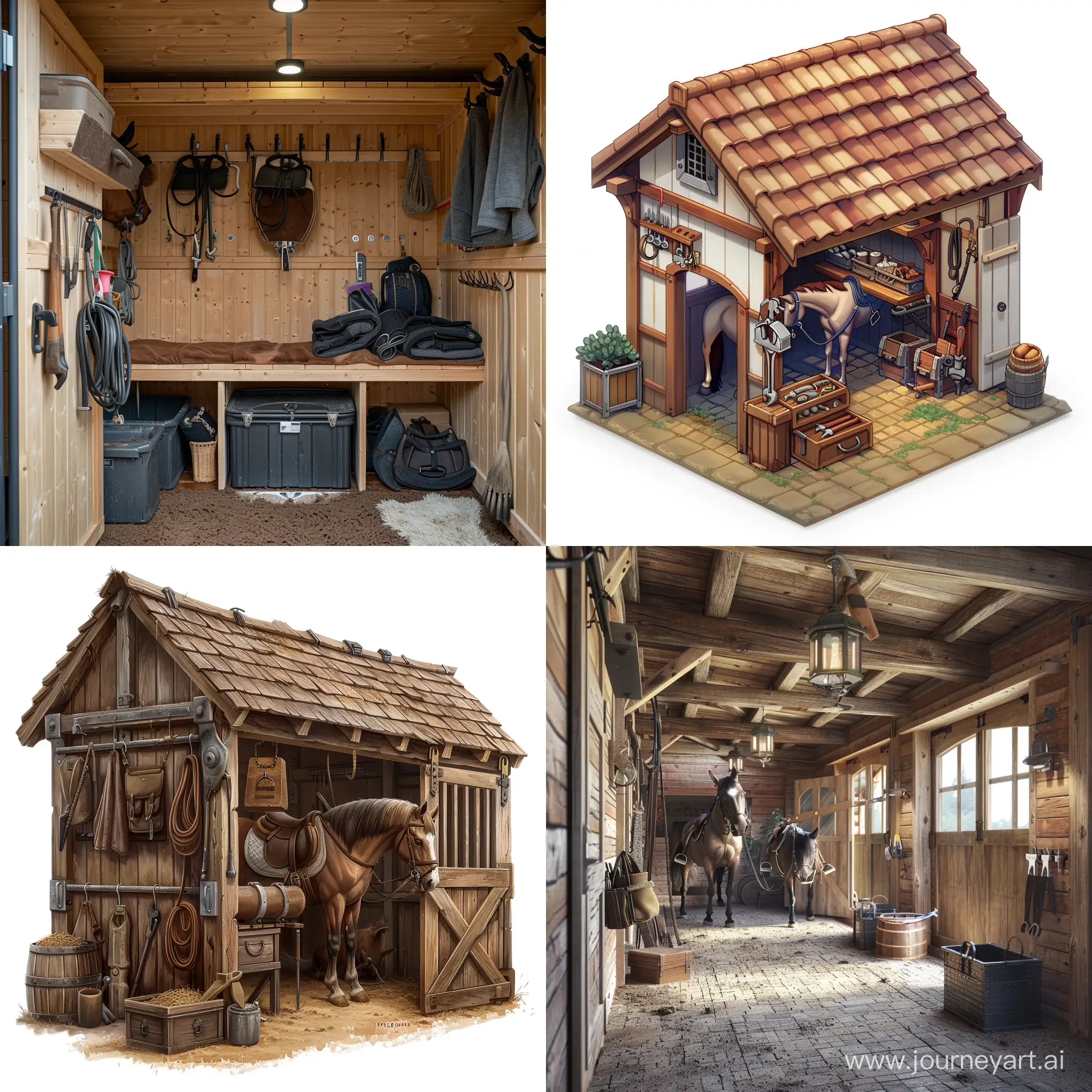 Rustic-Horse-Stable-Interior-with-Equine-Equipment